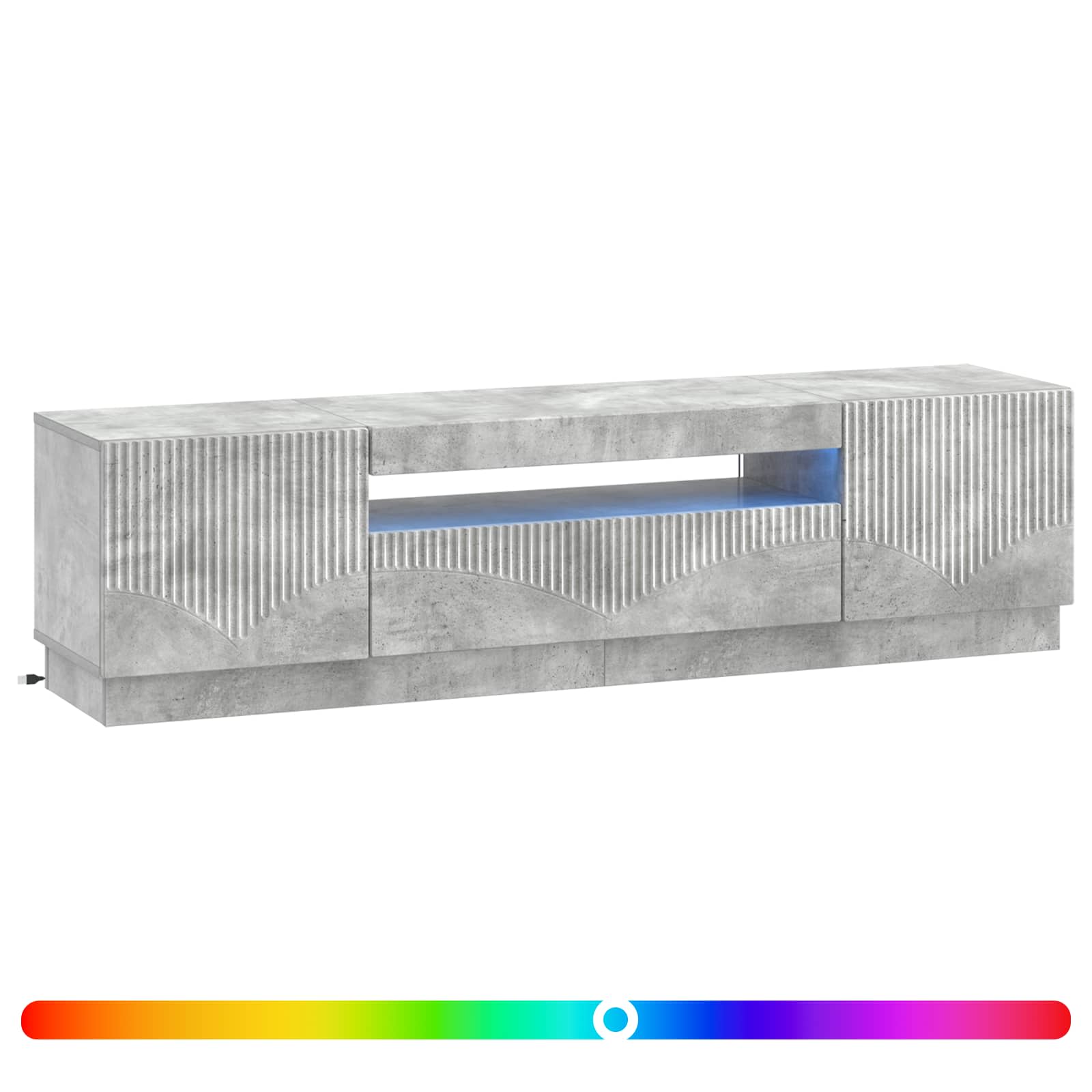 LED TV-kaappi Betoninharmaa Tekninen puu - Image 2