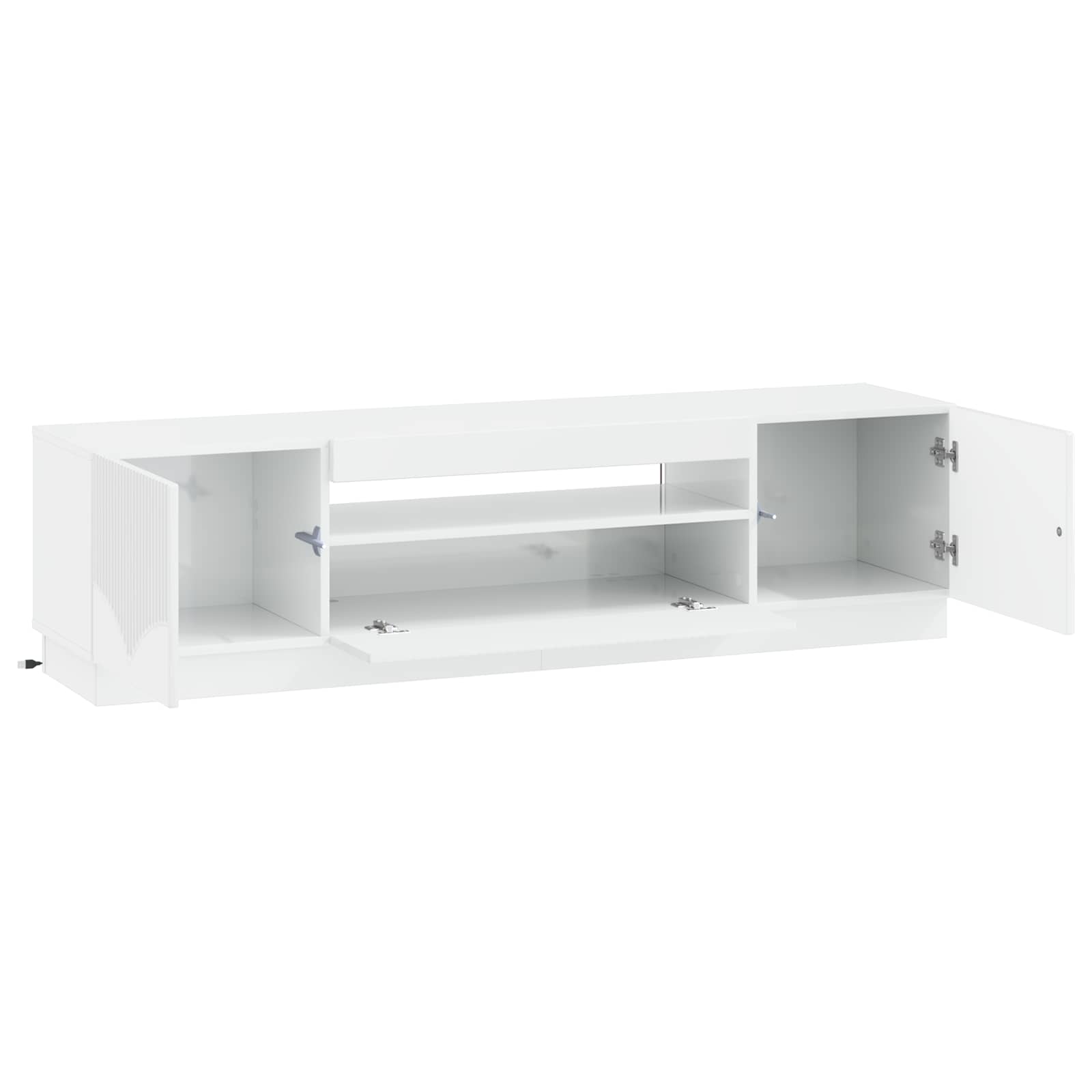 LED TV-kaappi Korkeakiiltoinen valkoinen Tekninen puu - Image 3