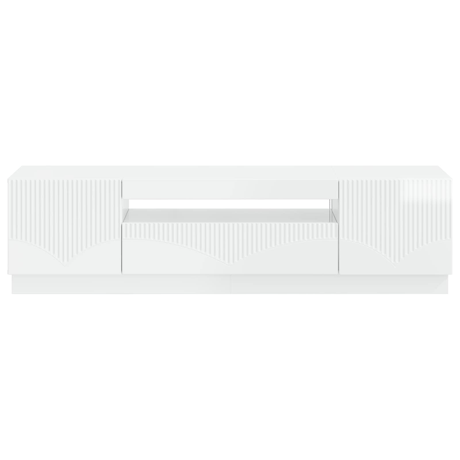LED TV-kaappi Korkeakiiltoinen valkoinen Tekninen puu - Image 4