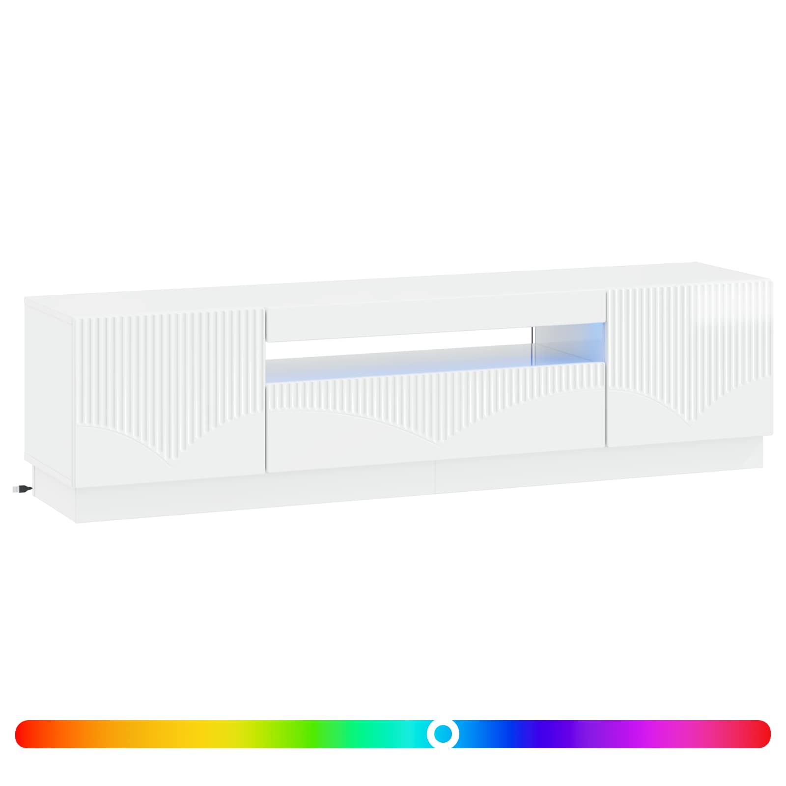 LED TV-kaappi Korkeakiiltoinen valkoinen Tekninen puu - Image 2