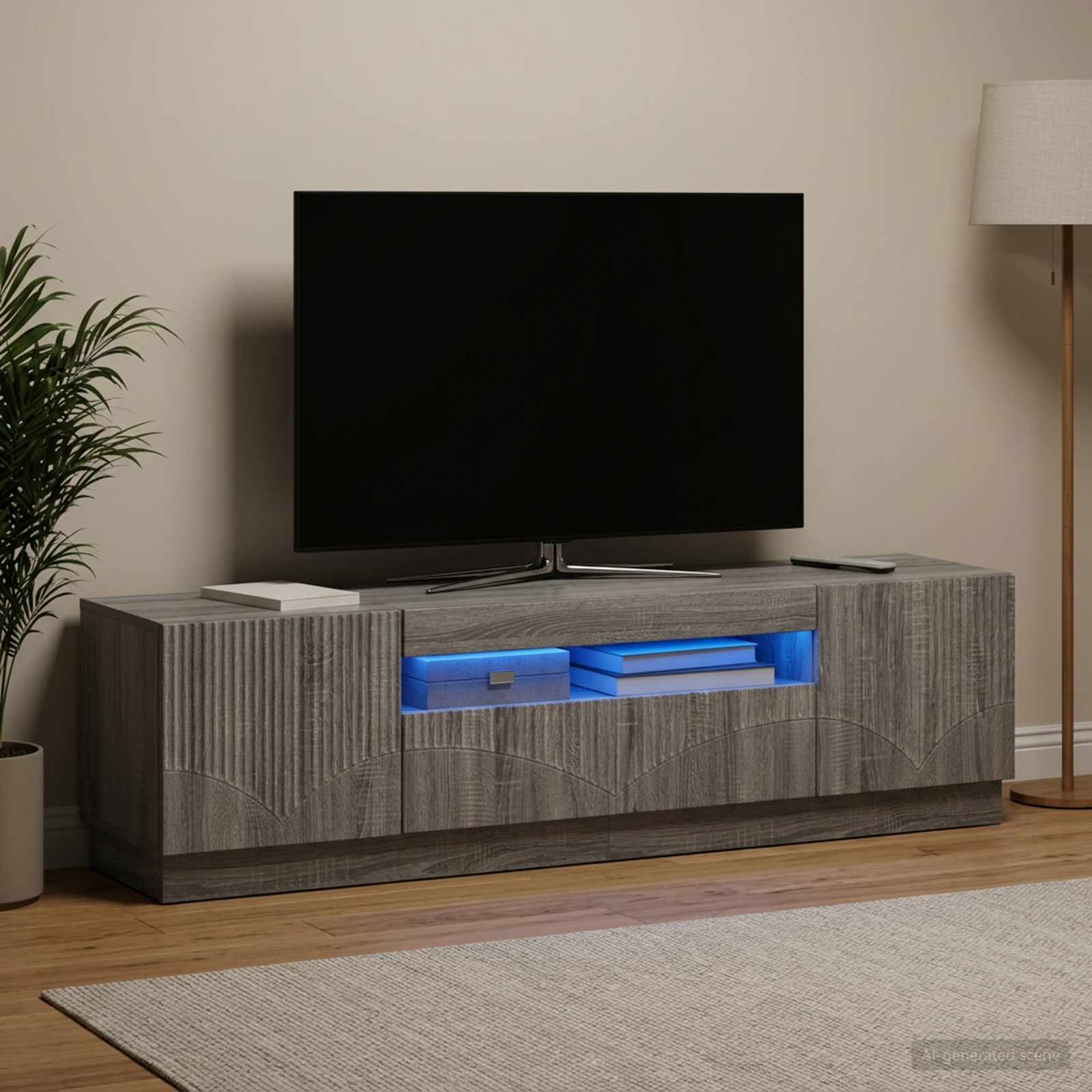 LED TV-kaappi Harmaa Sonoma Tekninen puu