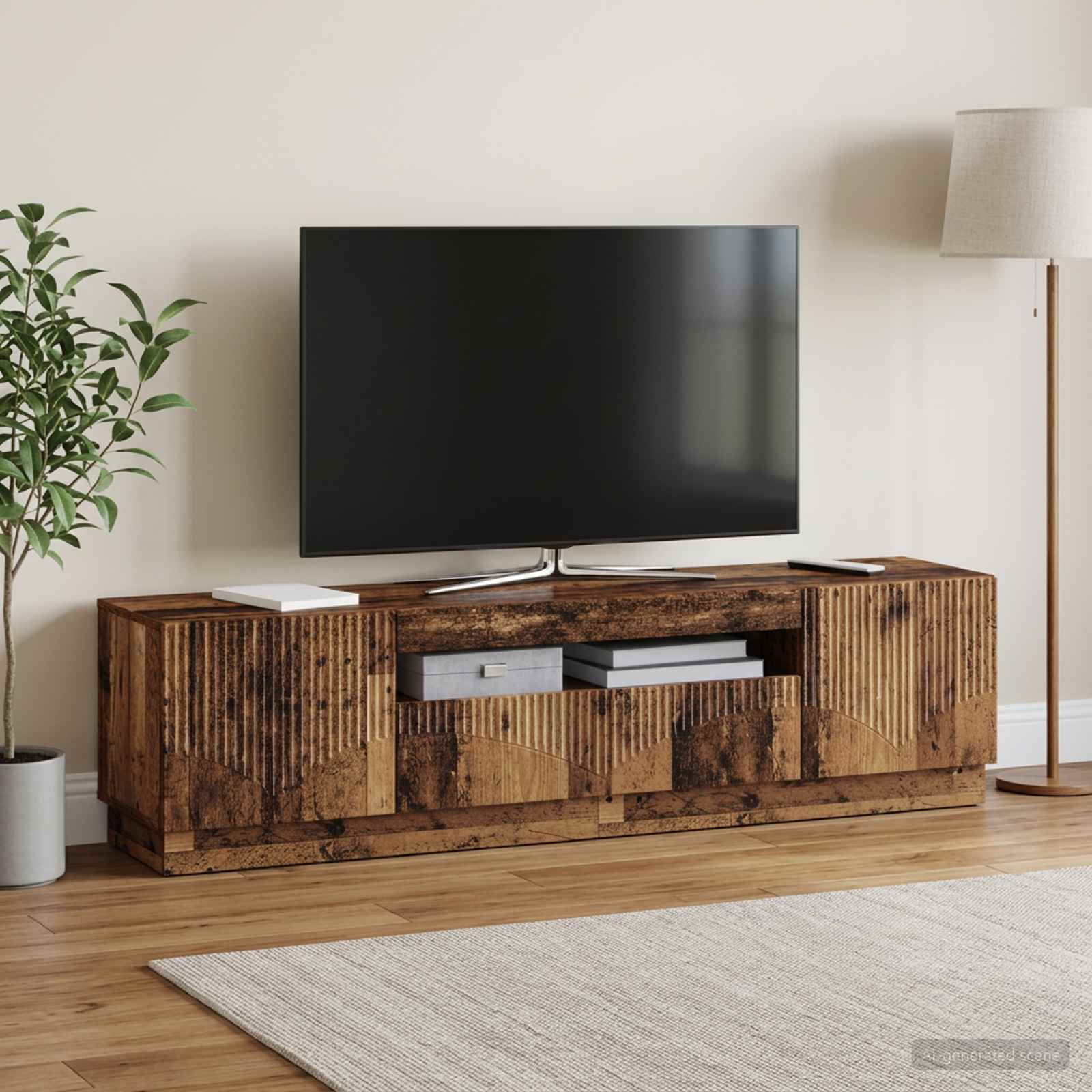 LED TV-kaappi Vanha puu Tekninen puu
