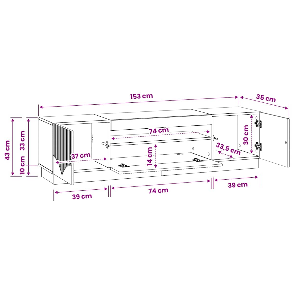 LED TV-skab Konstrueret træ - Billede 11