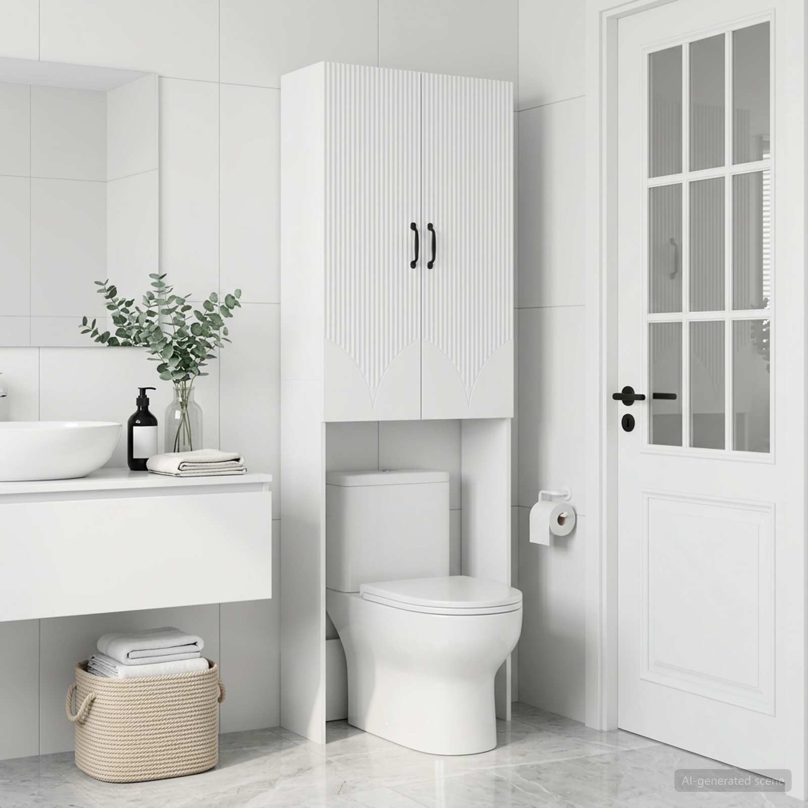 vidaXL Toalett skåp HOORN Vit 66 x 25,5 x 190 cm Konstruerat trä