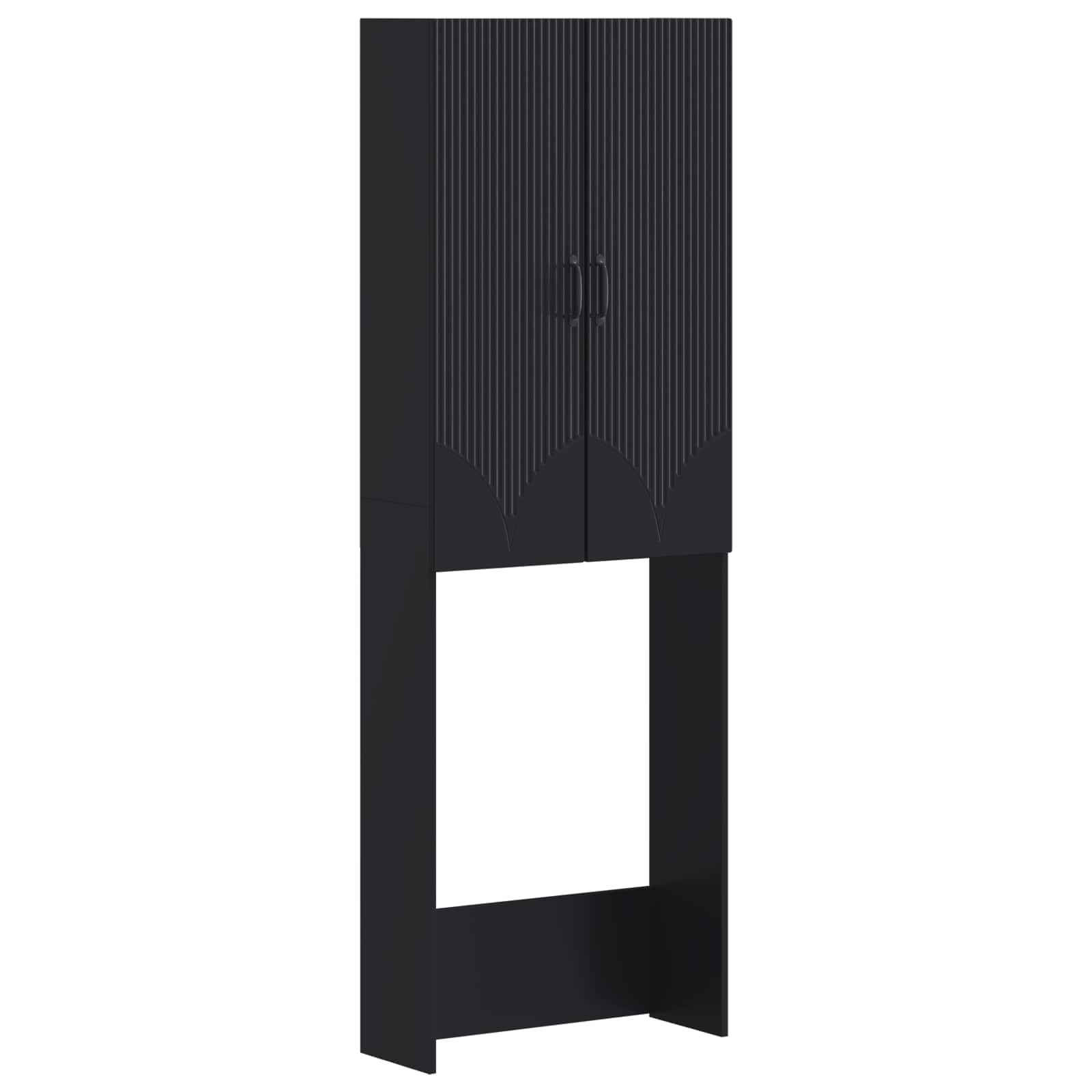 vidaXL Toalett skåp HOORN Svart 66 x 25,5 x 190 cm Konstruerat trä