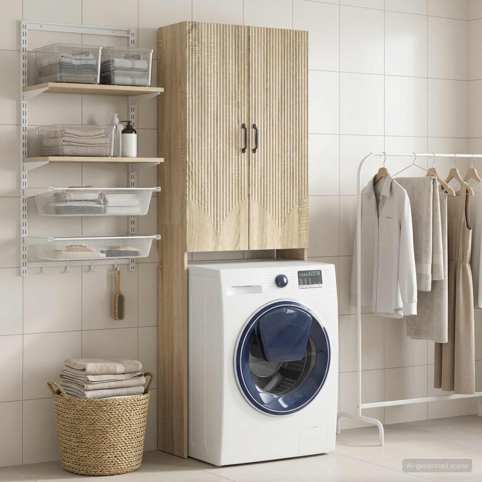 vidaXL Toalett skåp HOORN Sonoma-ek 66 x 25,5 x 190 cm Konstruerat trä