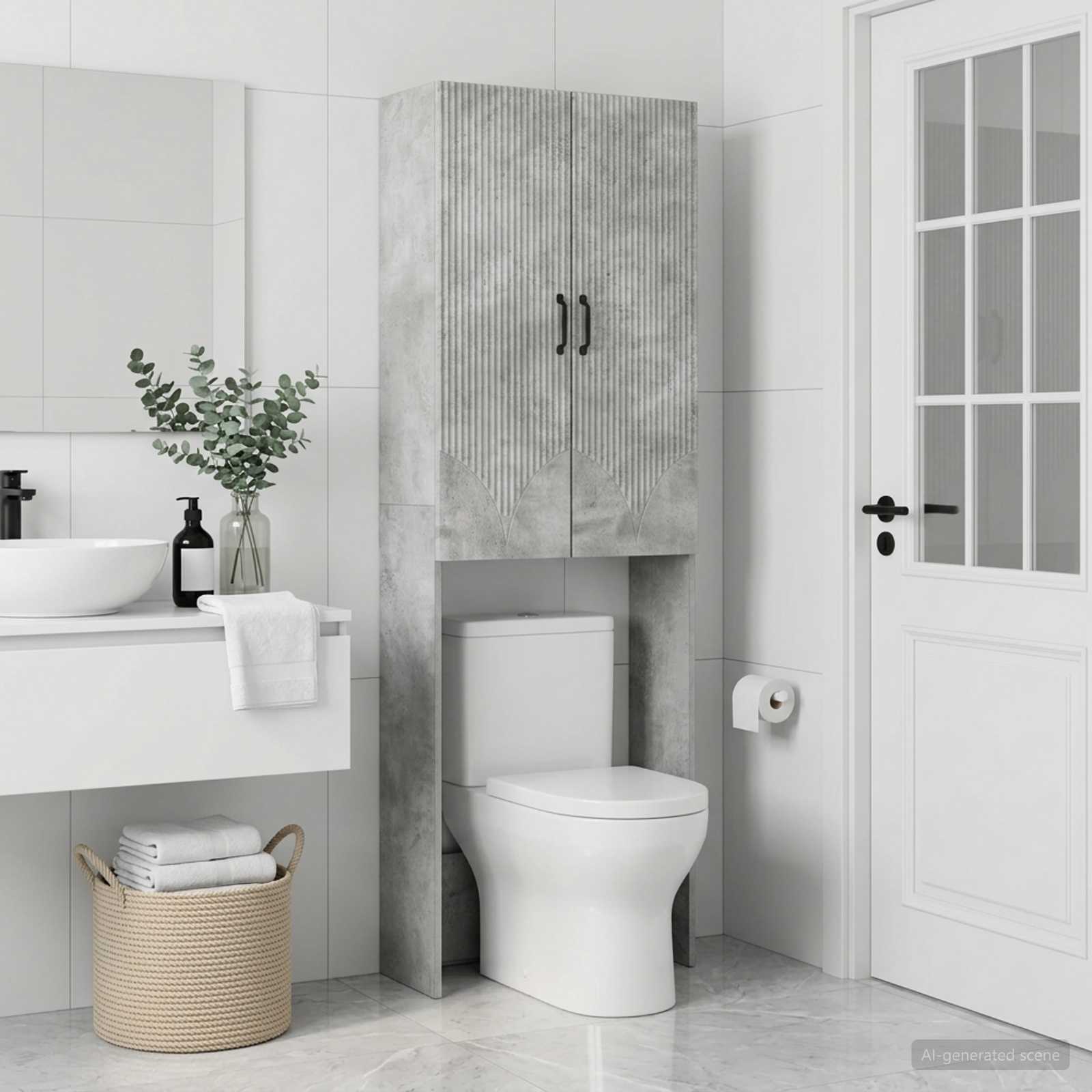 vidaXL Toalett skåp HOORN Betonggrå 66 x 25,5 x 190 cm Konstruerat trä