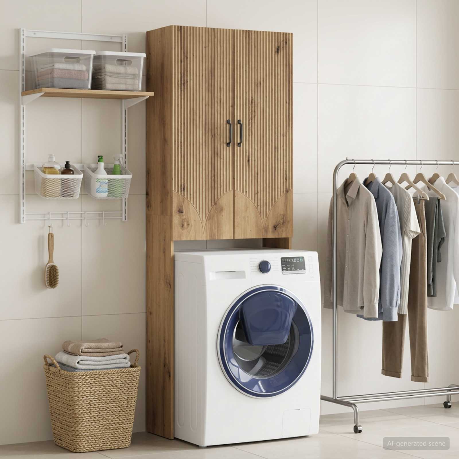 Toiletkast HOORN Artisanaal eiken 66 x 25,5 x 190 cm - Afbeelding 3