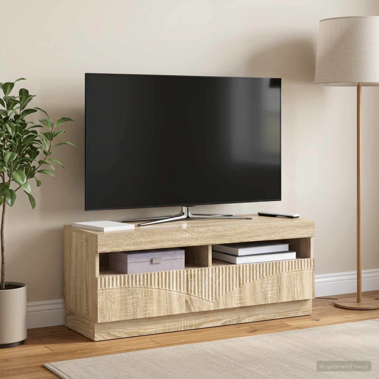 LED TV-kaappi Sonoma-tammi Tekninen puu - Image 4