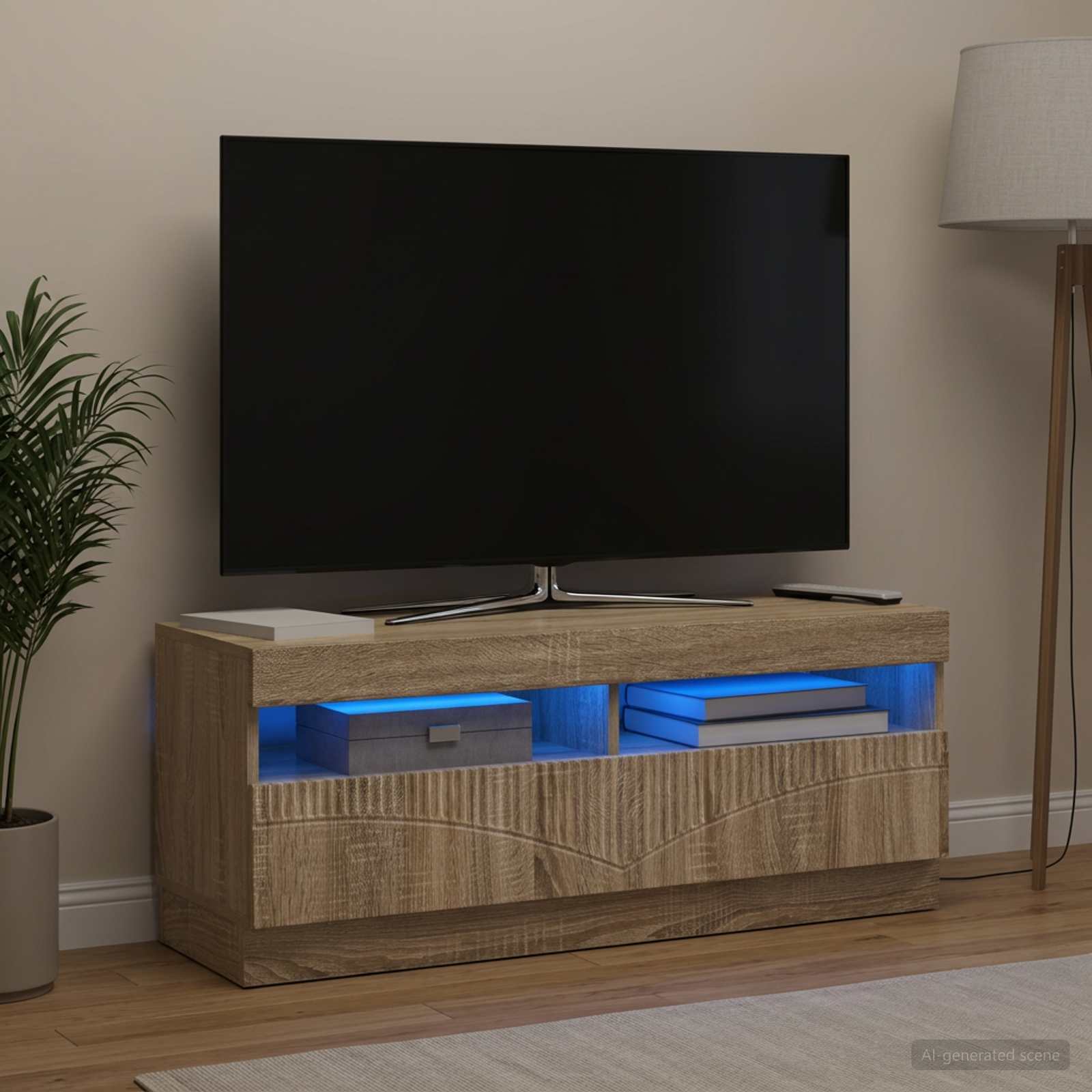 LED TV-kaappi Sonoma-tammi Tekninen puu
