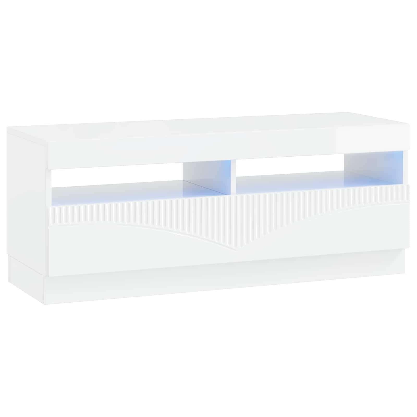 LED TV-kaappi Korkeakiiltoinen valkoinen Tekninen puu