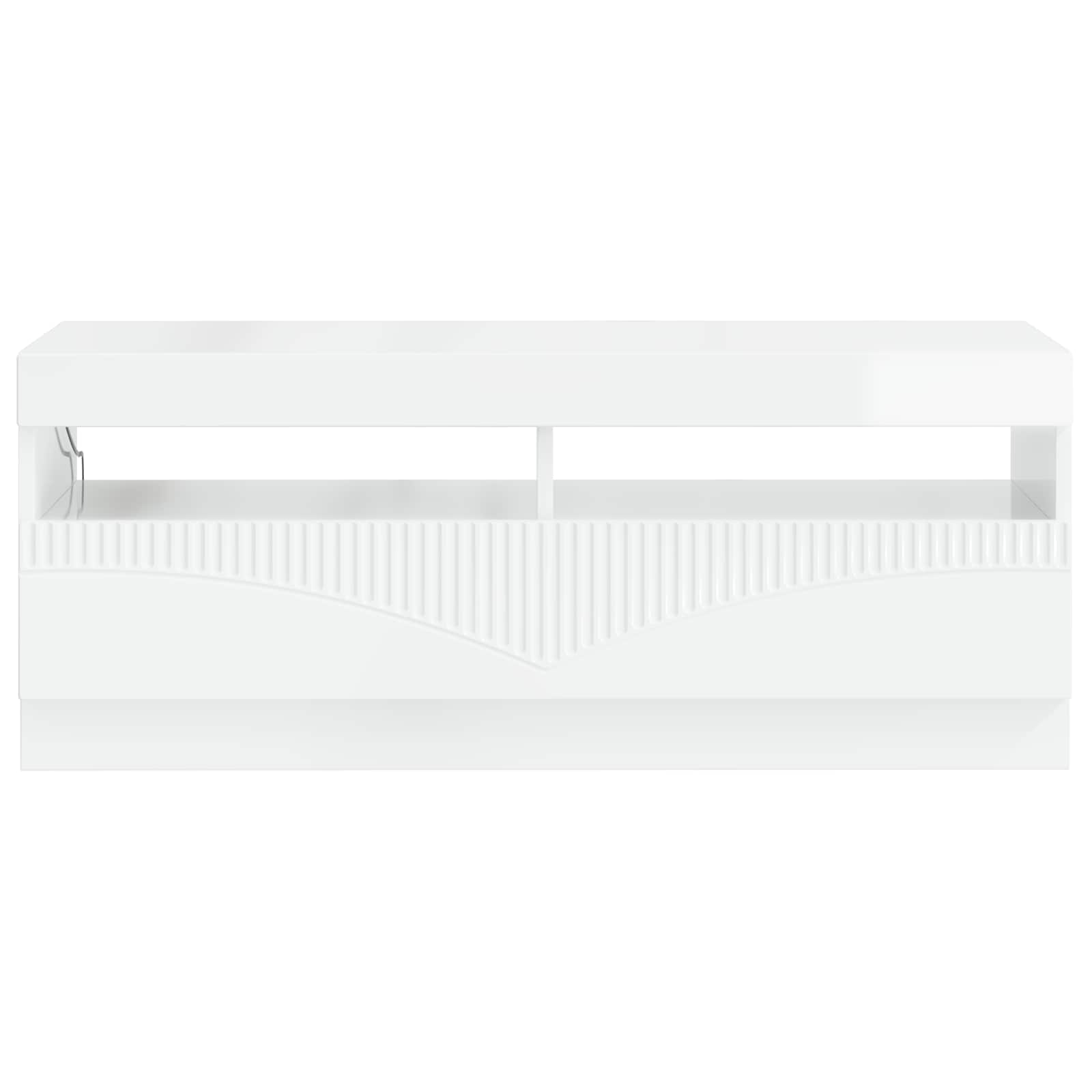 LED TV-kaappi Korkeakiiltoinen valkoinen Tekninen puu - Image 4