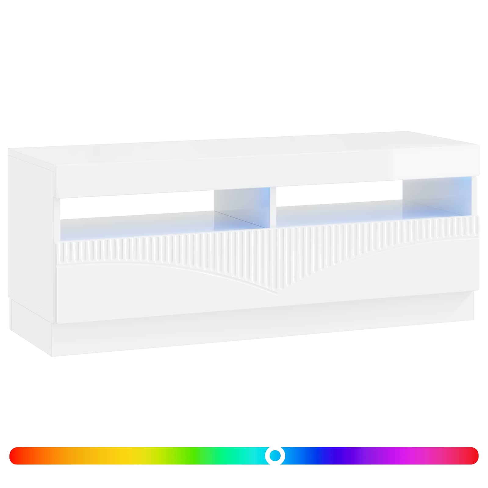 LED TV-kaappi Korkeakiiltoinen valkoinen Tekninen puu - Image 2