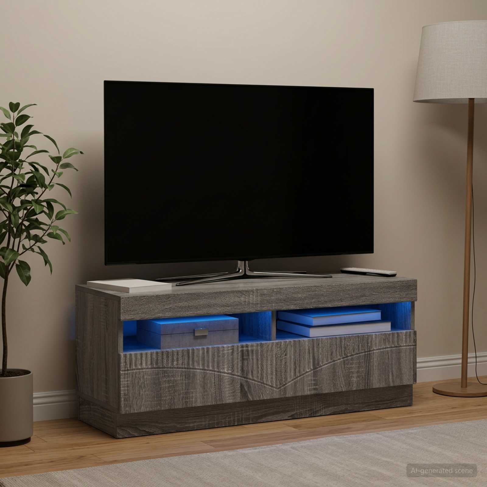 LED TV-kaappi Harmaa Sonoma Tekninen puu