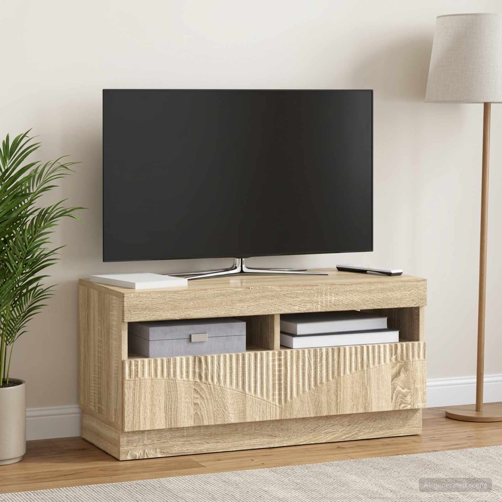 LED TV-kaappi Sonoma-tammi Tekninen puu - Image 4
