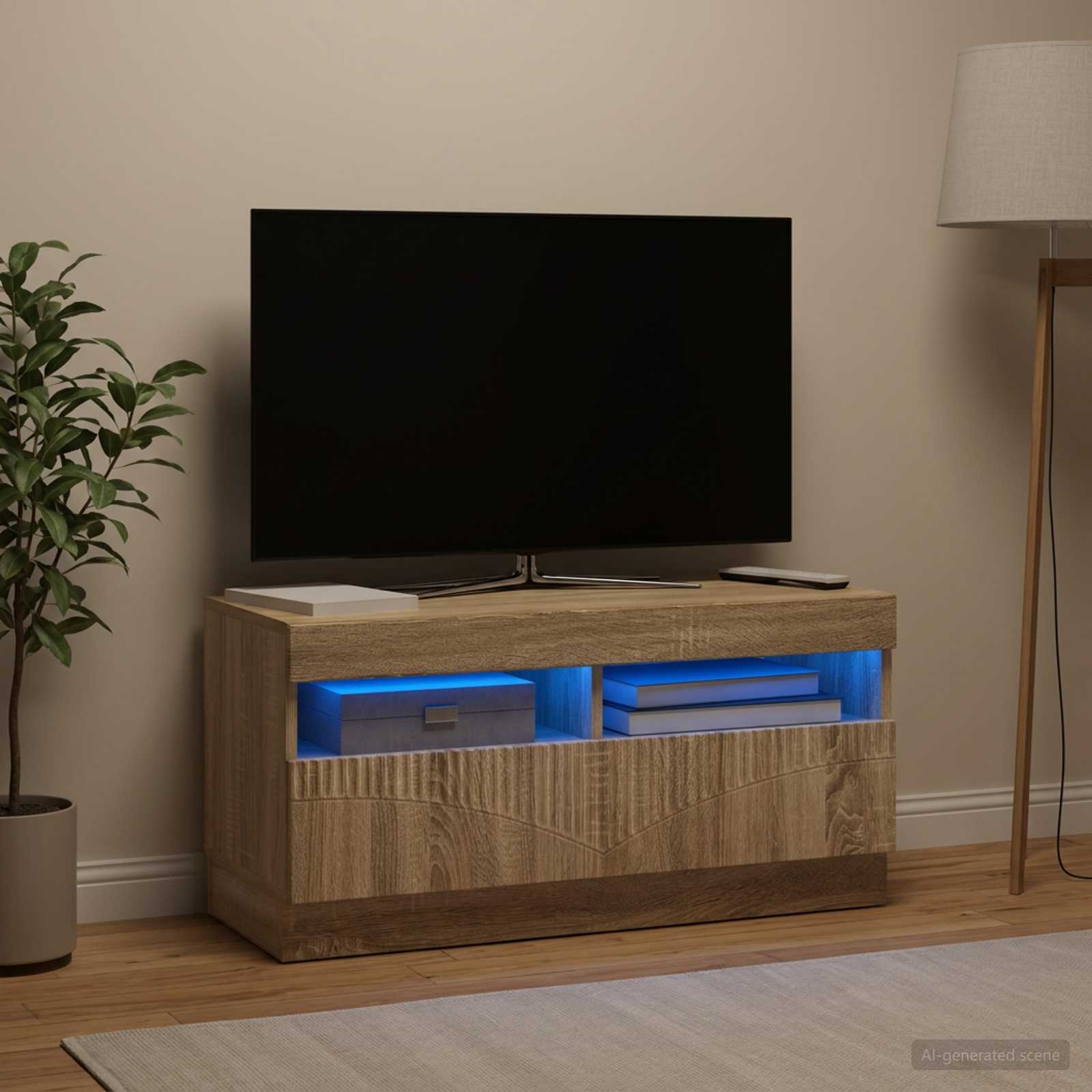 LED TV-kaappi Sonoma-tammi Tekninen puu