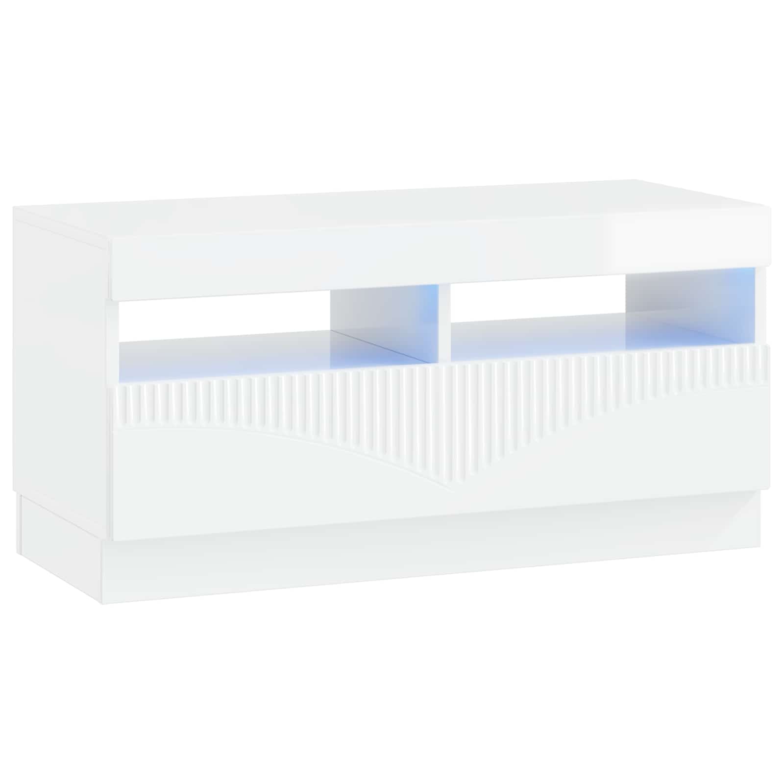 LED TV-kaappi Korkeakiiltoinen valkoinen Tekninen puu
