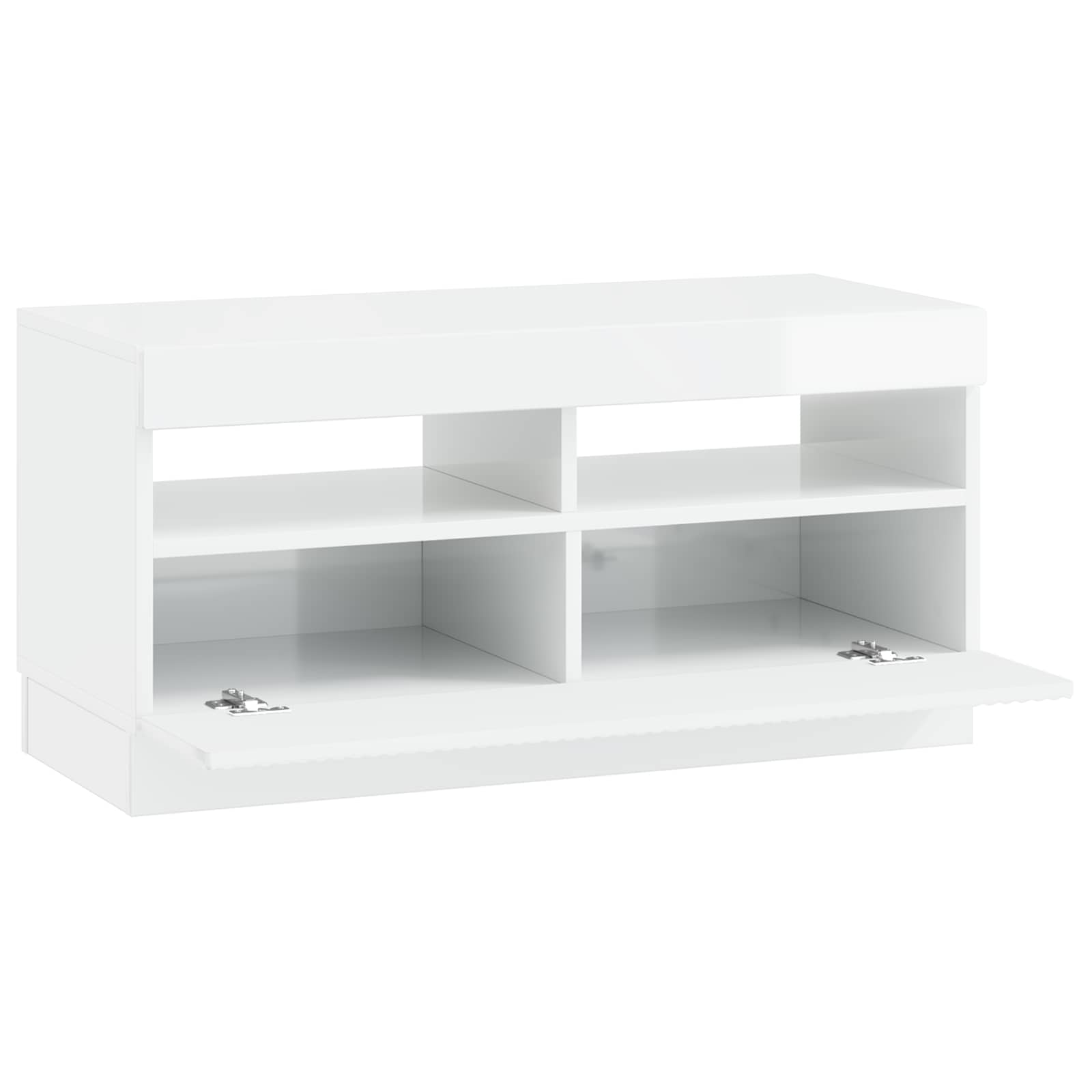 LED TV-kaappi Korkeakiiltoinen valkoinen Tekninen puu - Image 3