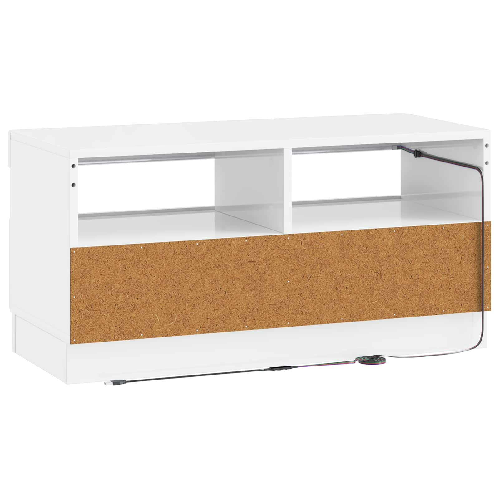 LED TV-kaappi Korkeakiiltoinen valkoinen Tekninen puu - Image 6