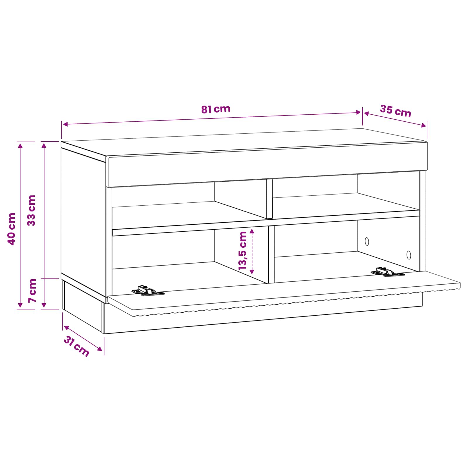 LED TV-kaappi Korkeakiiltoinen valkoinen Tekninen puu - Image 10