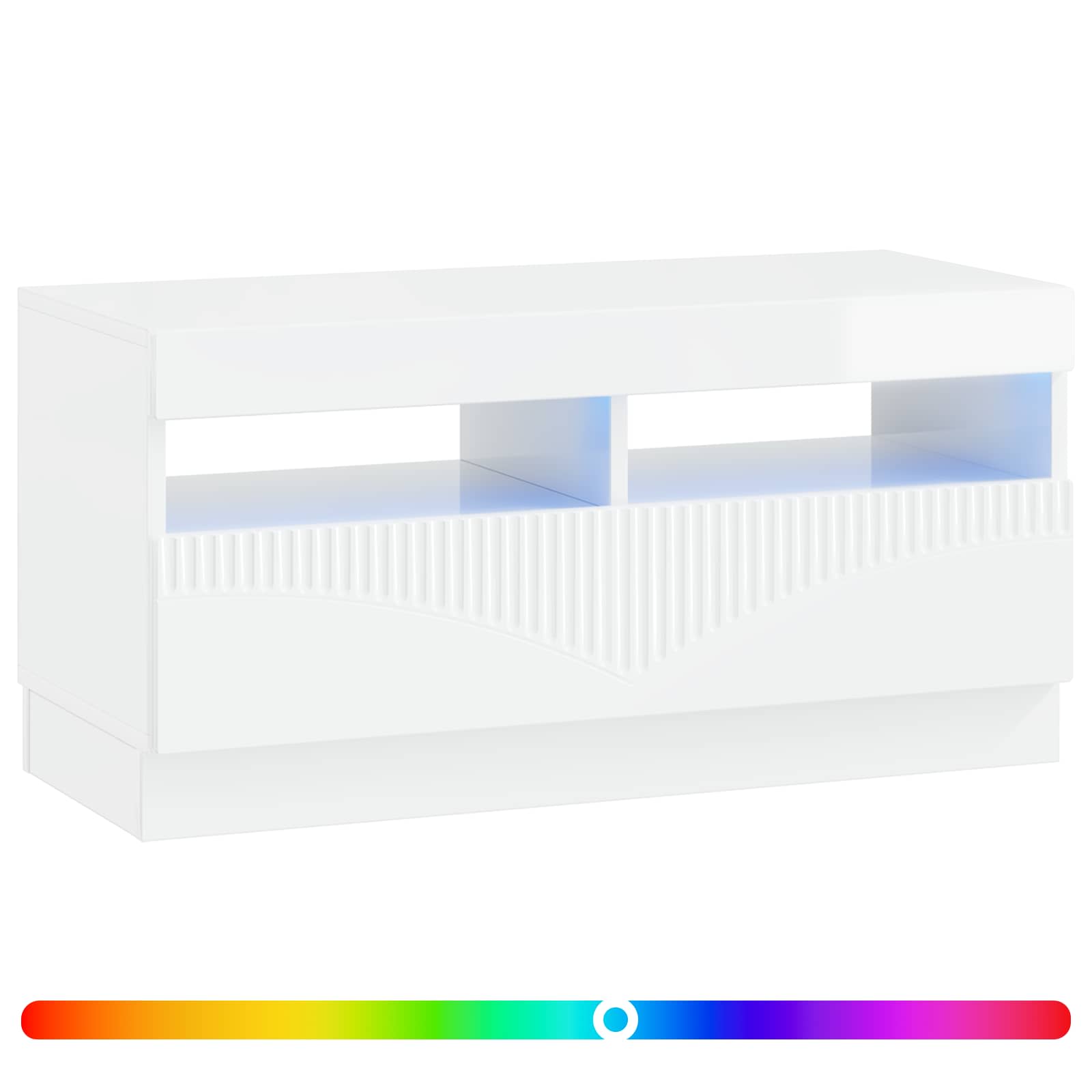 LED TV-kaappi Korkeakiiltoinen valkoinen Tekninen puu - Image 2
