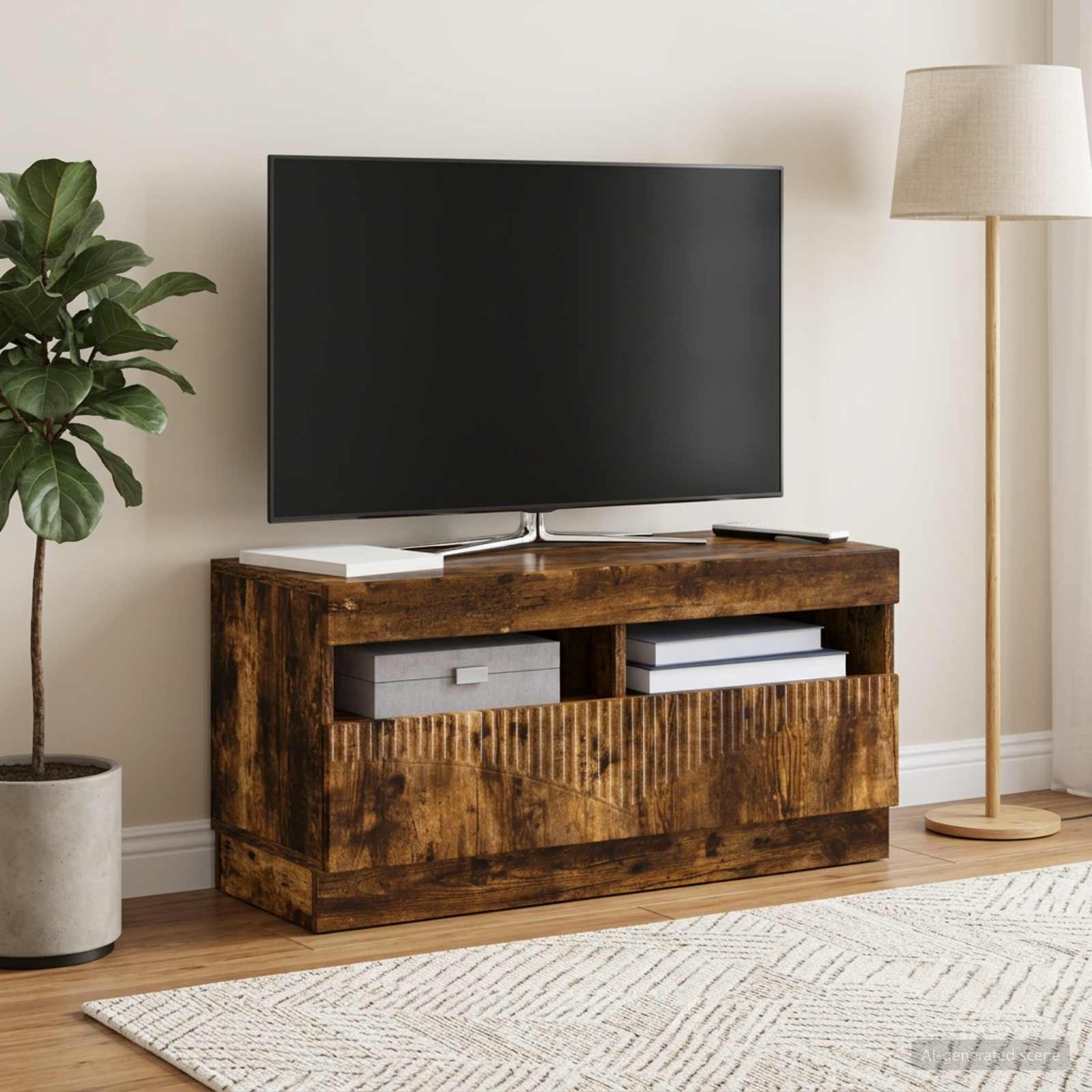 LED TV omarica Dimljen hrast Inženirski les