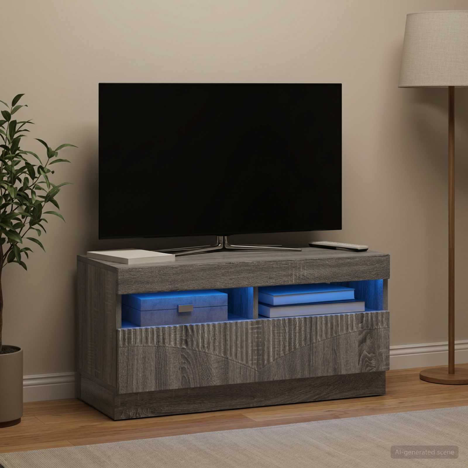 LED TV-kaappi Harmaa Sonoma Tekninen puu