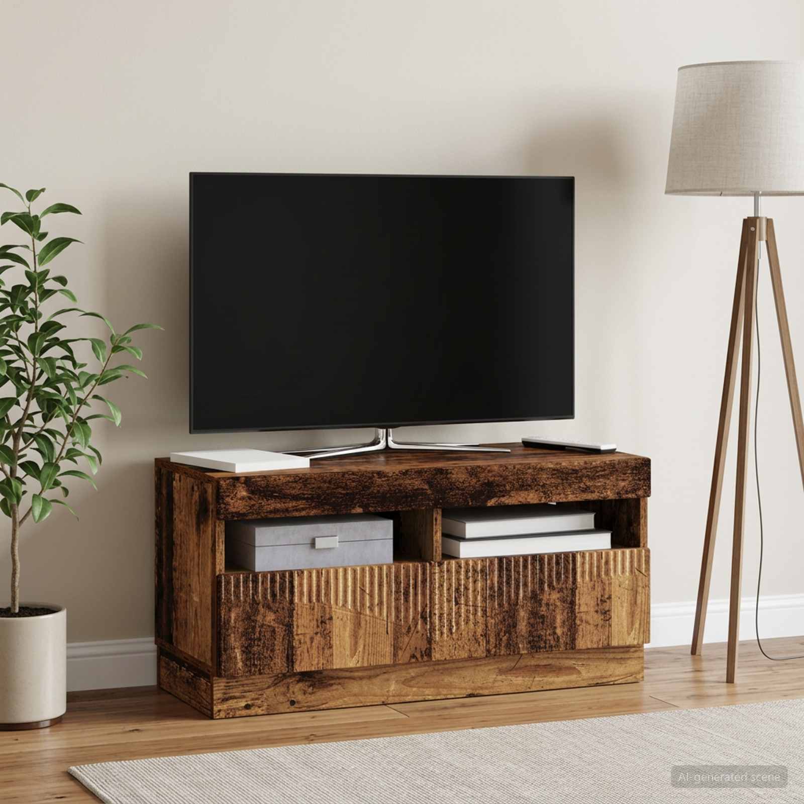 LED TV-kaappi Vanha puu Tekninen puu - Image 4