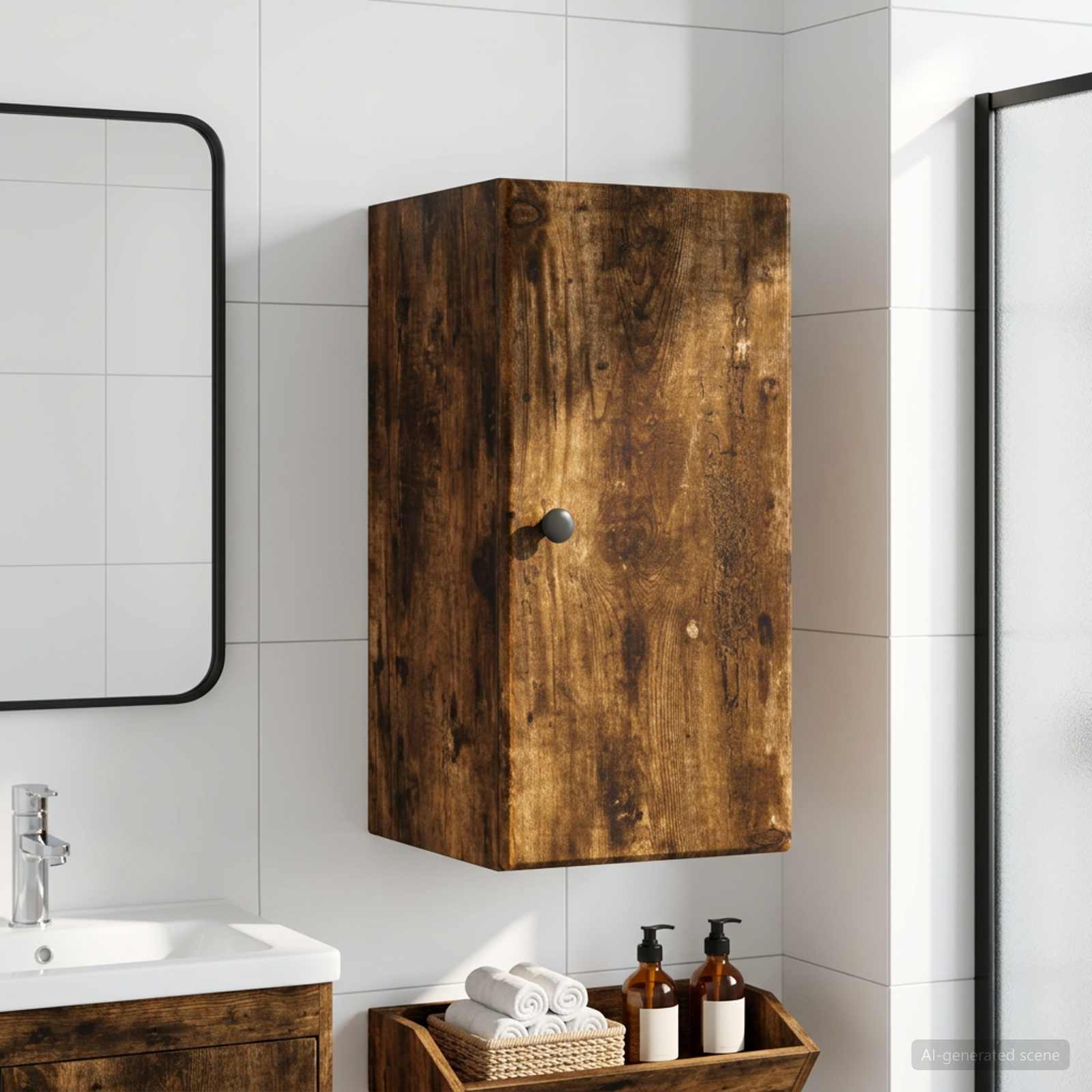 vidaXL Badkamer wandkast BREDA Gerookt eiken 30 x 31 x 59 cm