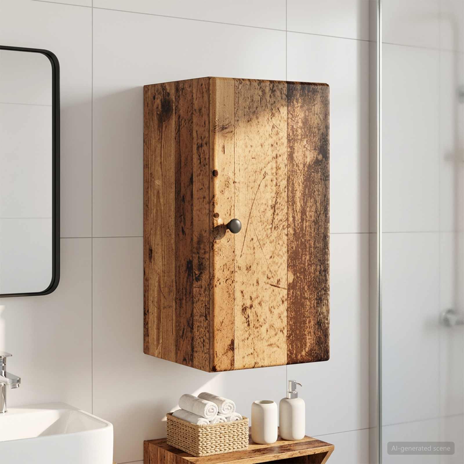 Armario de pared para baño BREDA Madera envejecida