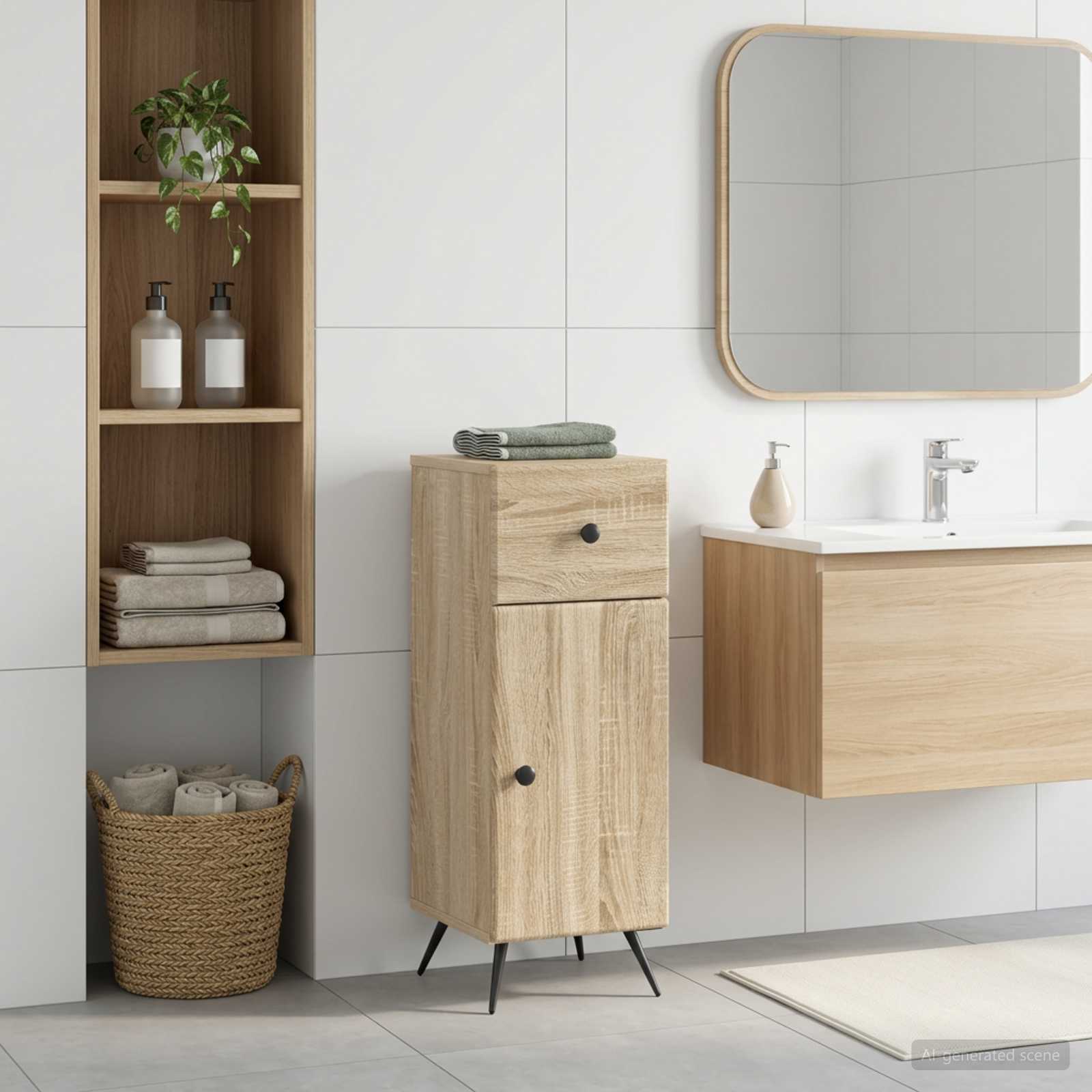 vidaXL Badrumsskrubb BREDA Sonoma-ek 30 x 31 x 80 cm Konstruerat trä