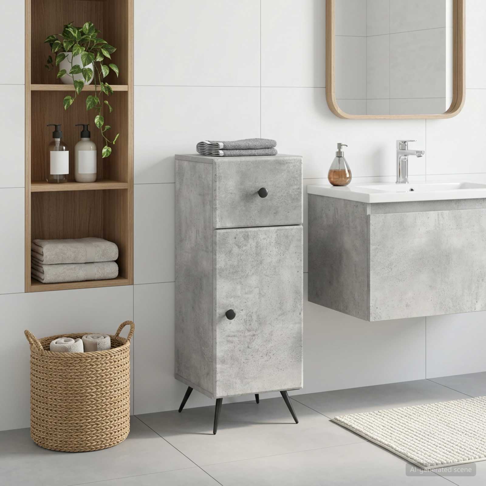 vidaXL Badkamer Opbergkast BREDA Betongrijs 30 x 31 x 80 cm