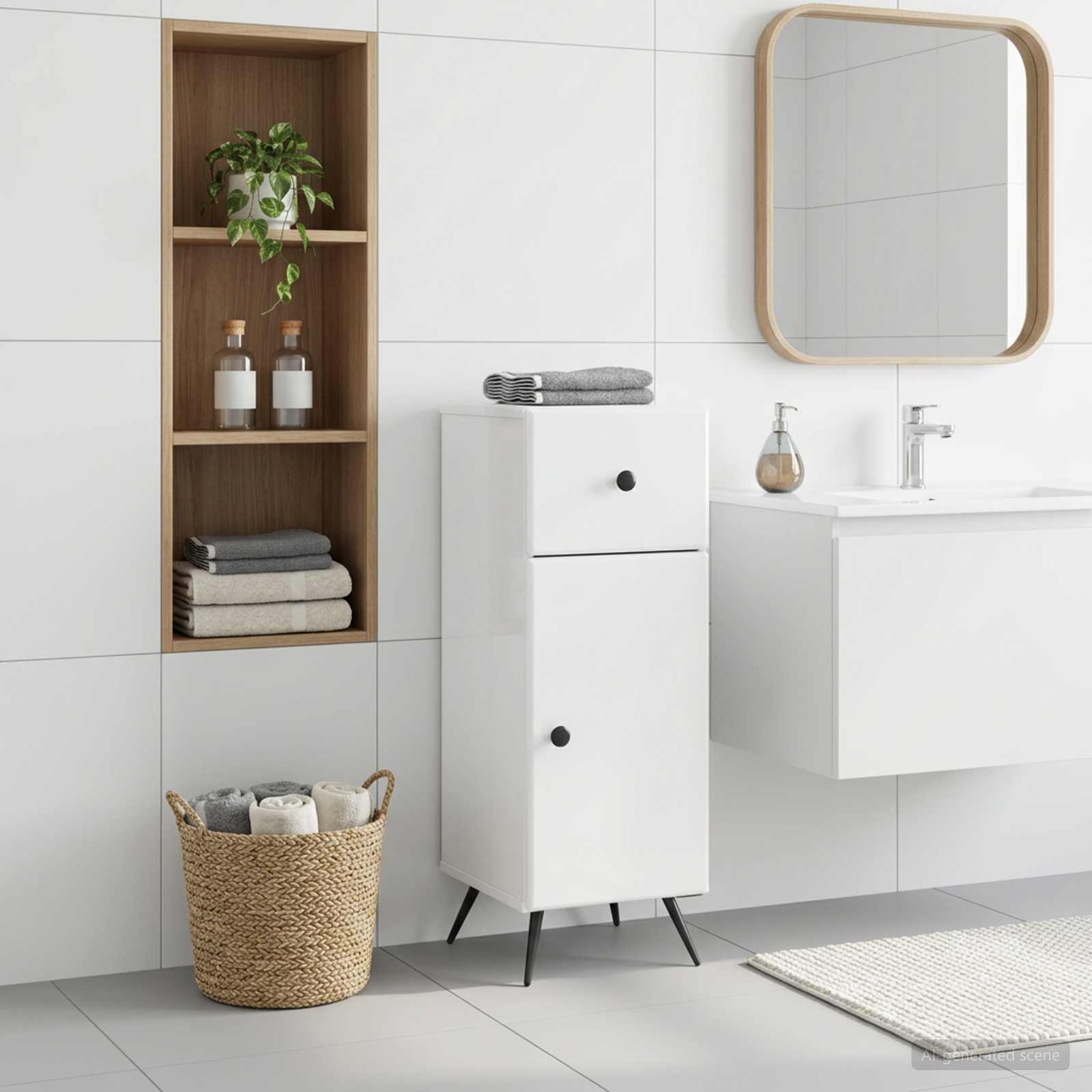 vidaXL Badkamer Opbergkast BREDA Hoogglans Wit 30 x 31 x 80 cm