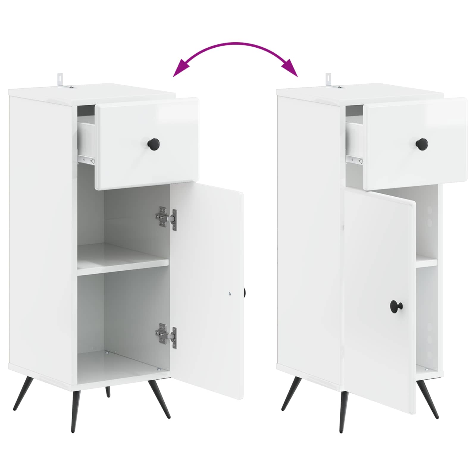 vidaXL Badkamer Opbergkast BREDA Hoogglans Wit 30 x 31 x 80 cm