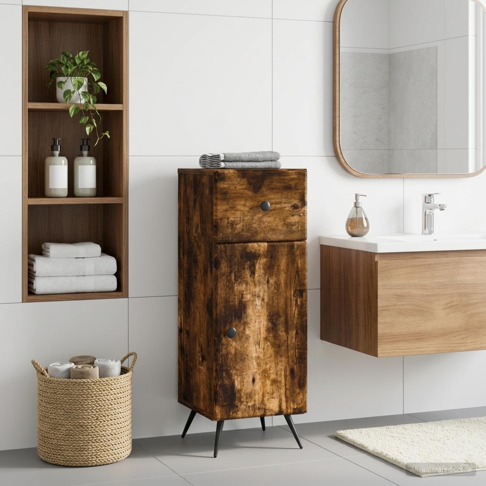 vidaXL Badkamer Opbergkast BREDA Gerookt eiken 30 x 31 x 80 cm