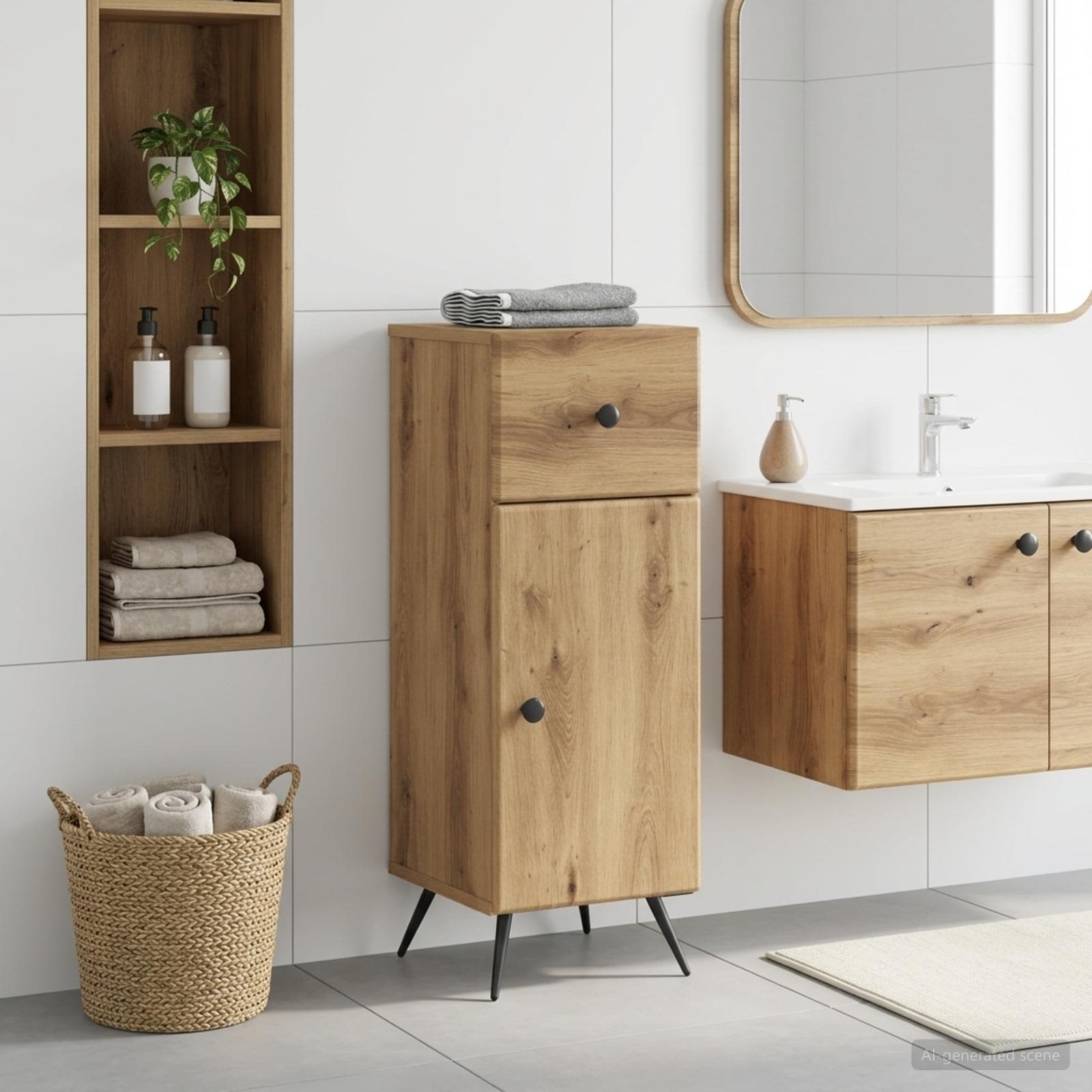 Vannitoa hoiukapp BREDA Artisan tamm 30 x 31 x 80 cm Tehispuit