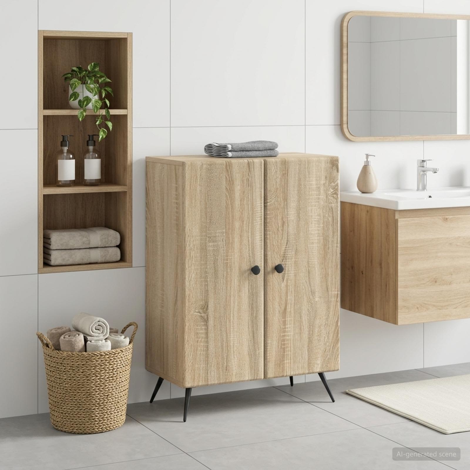 vidaXL Badrumsskrubb BREDA Sonoma-ek 59,5 x 31 x 80 cm Konstruerat trä