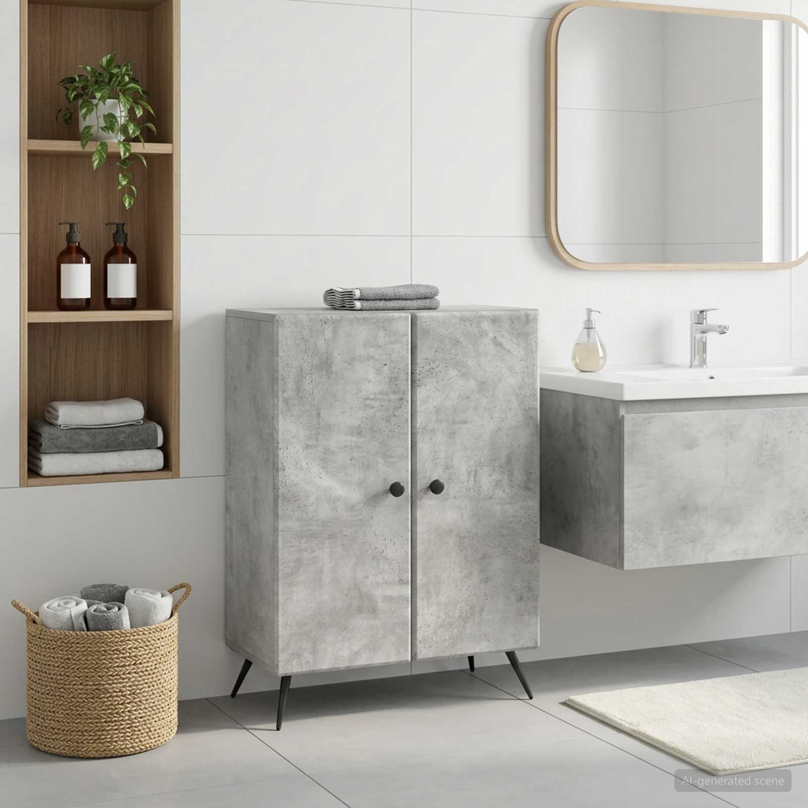 vidaXL Badkamer Opbergkast BREDA Betongrijs 59,5 x 31 x 80 cm