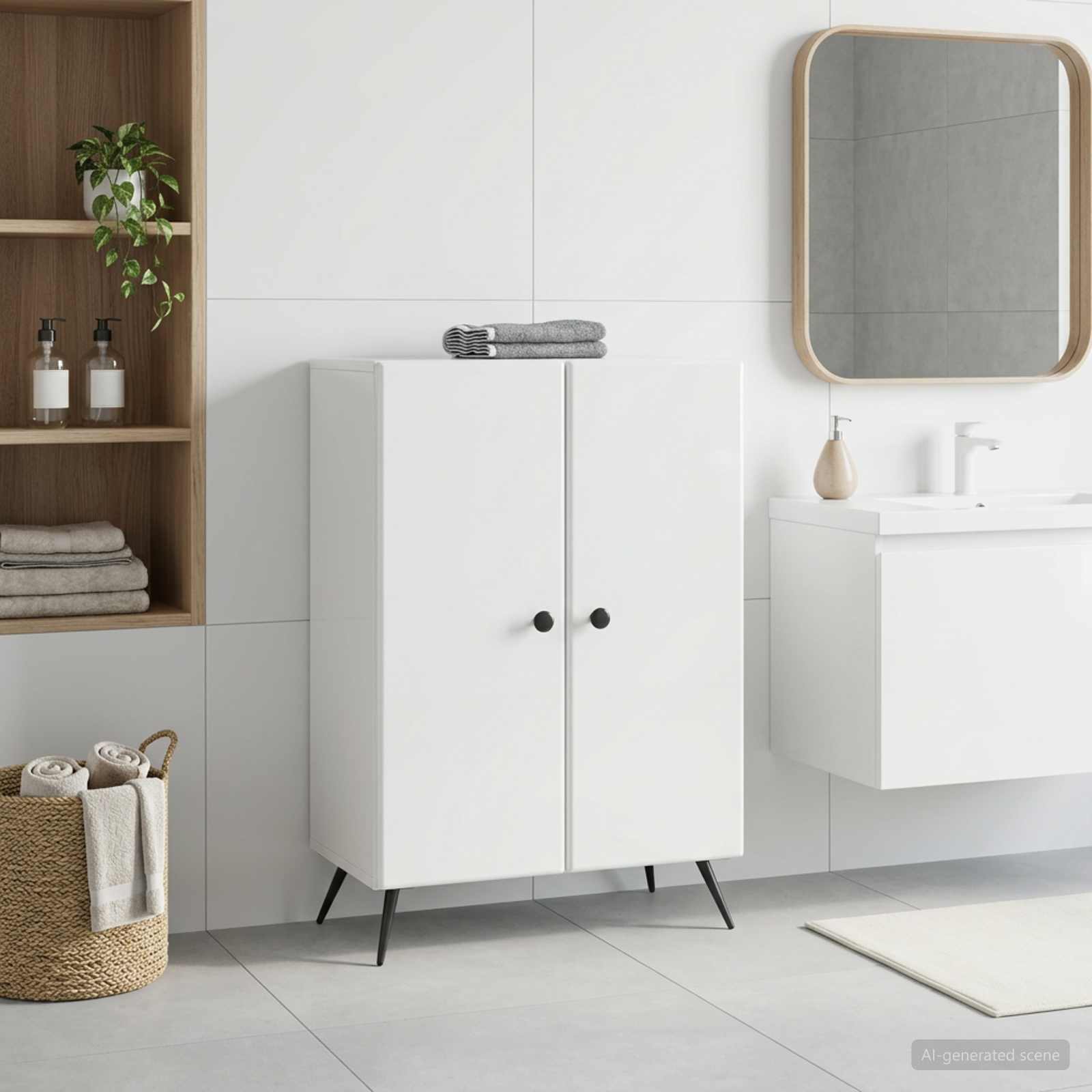 vidaXL Badkamer Opbergkast BREDA Hoogglans Wit 59,5 x 31 x 80 cm