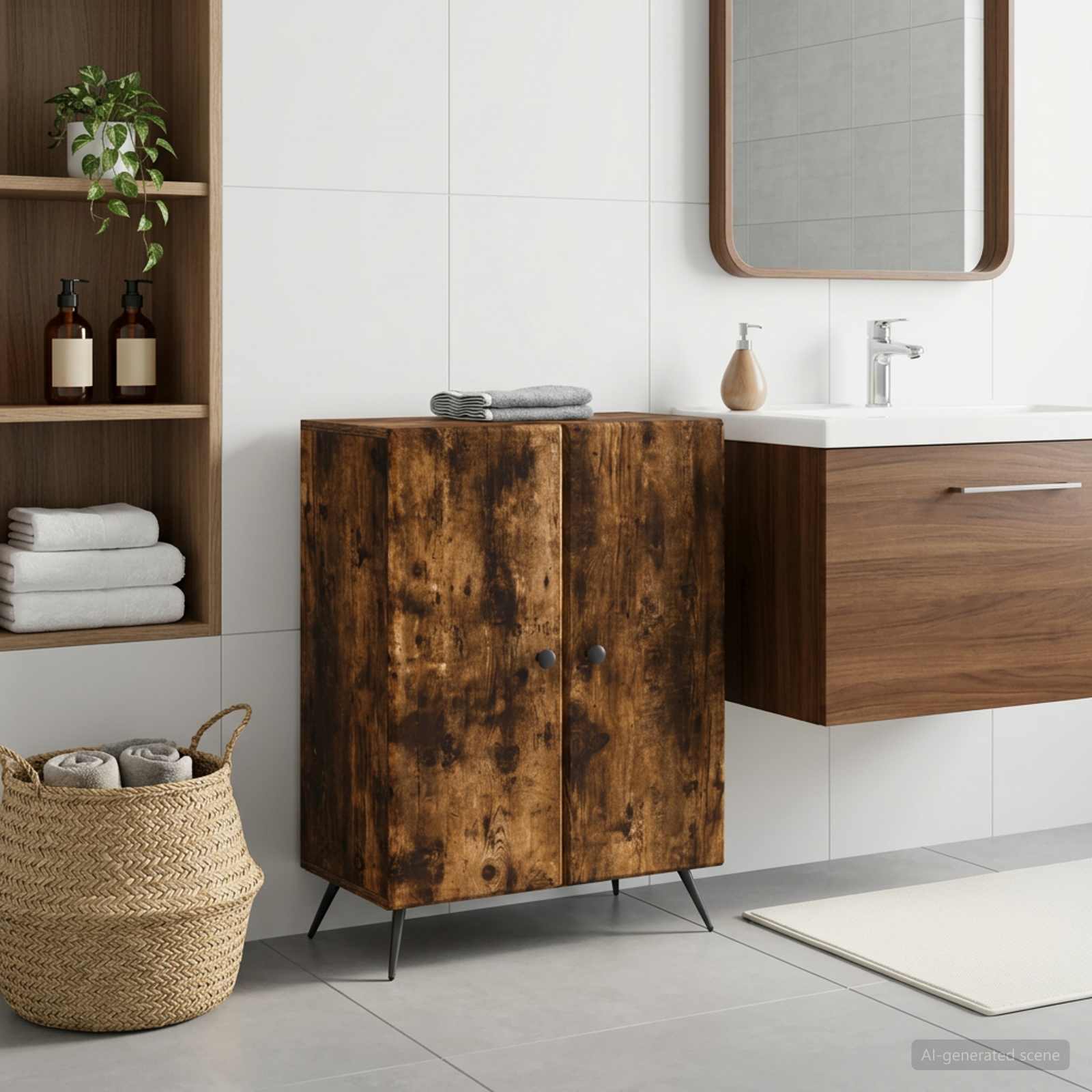 vidaXL Badkamer Opbergkast BREDA Gerookt eiken 59,5 x 31 x 80 cm