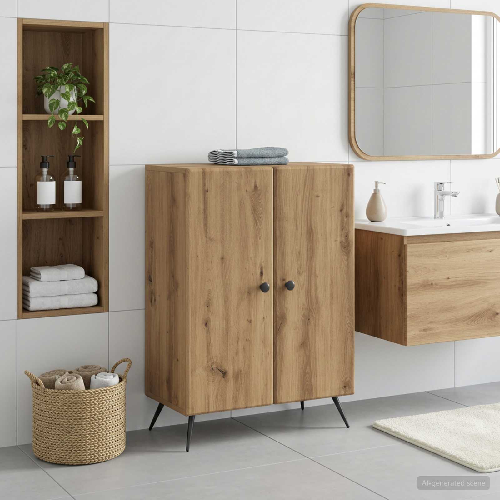 Vannitoa hoiukapp BREDA Artisan tamm 59,5 x 31 x 80 cm