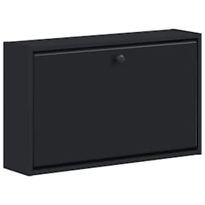 vidaXL Seinale kinnitatav jalan&otilde;ude kapp BREDA 71 x 17 x 43 cm Must
