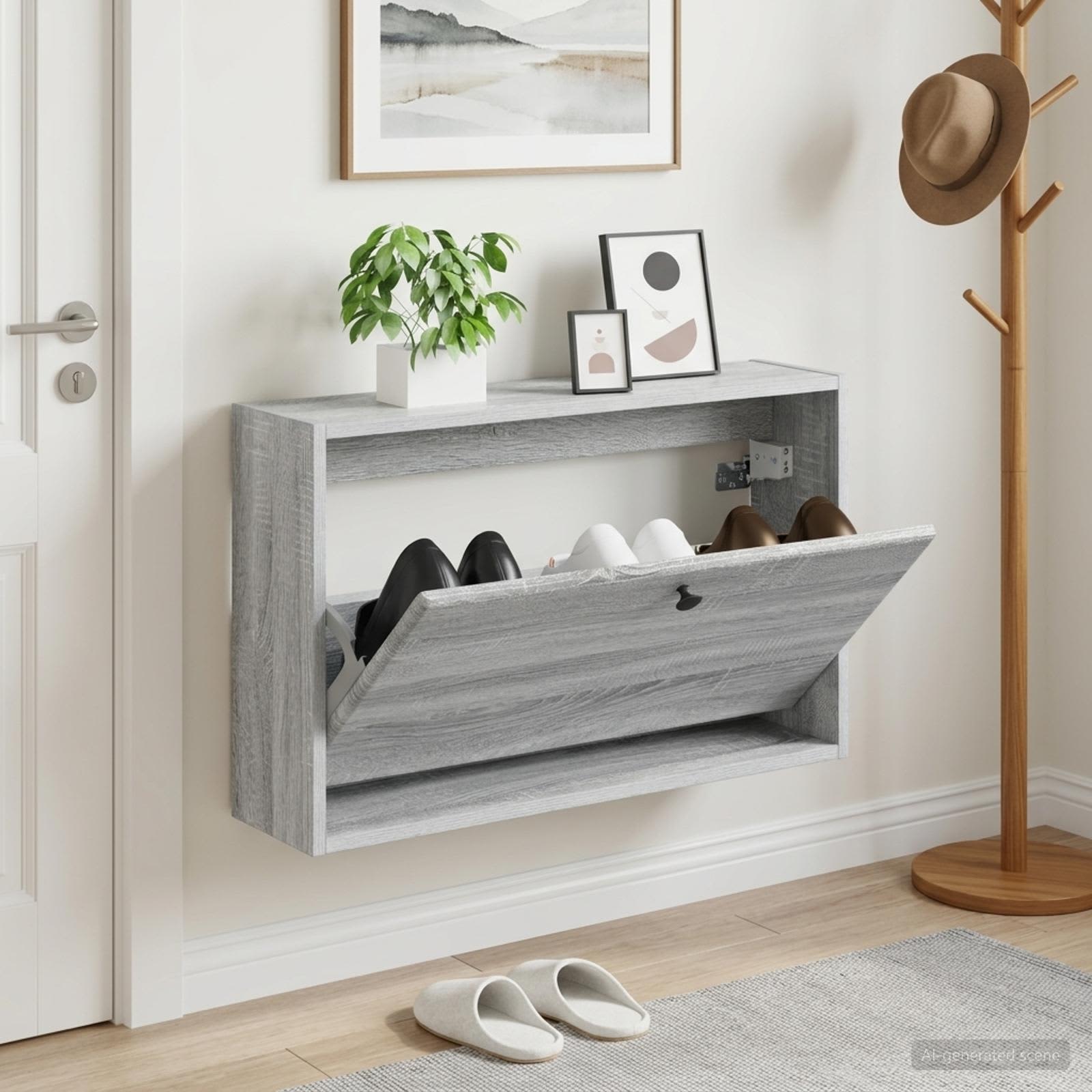 vidaXL Wandgemonteerde Schoenkast BREDA 71 x 17 x 43 cm Bewerkt hout