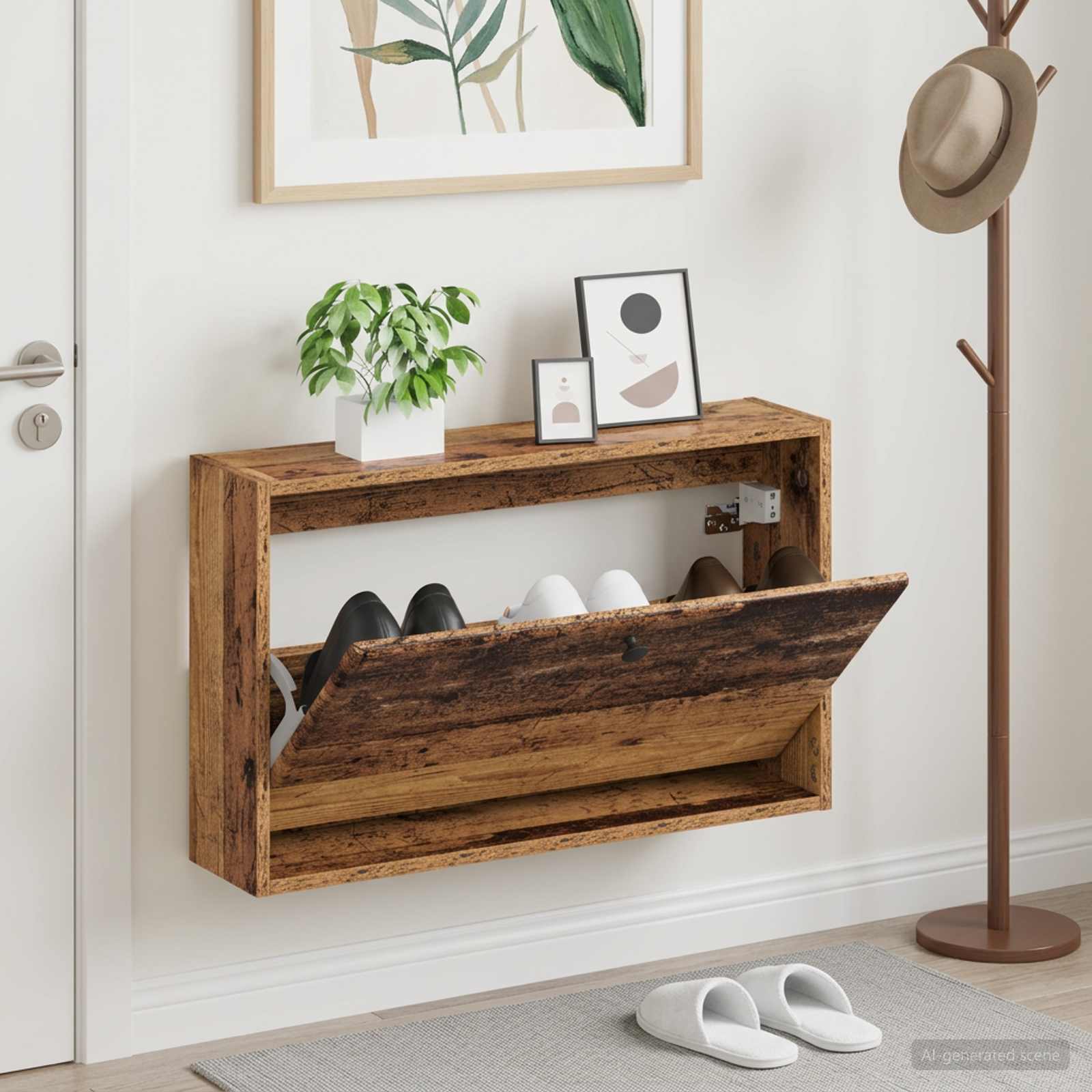 vidaXL Vægmonteret Skoskab BREDA 71 x 17 x 43 cm Konstrueret træ