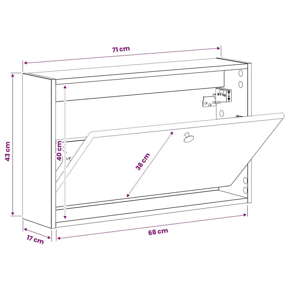 Vægmonteret Skoskab BREDA 71 x 17 x 43 cm Konstrueret træ - Billede 9
