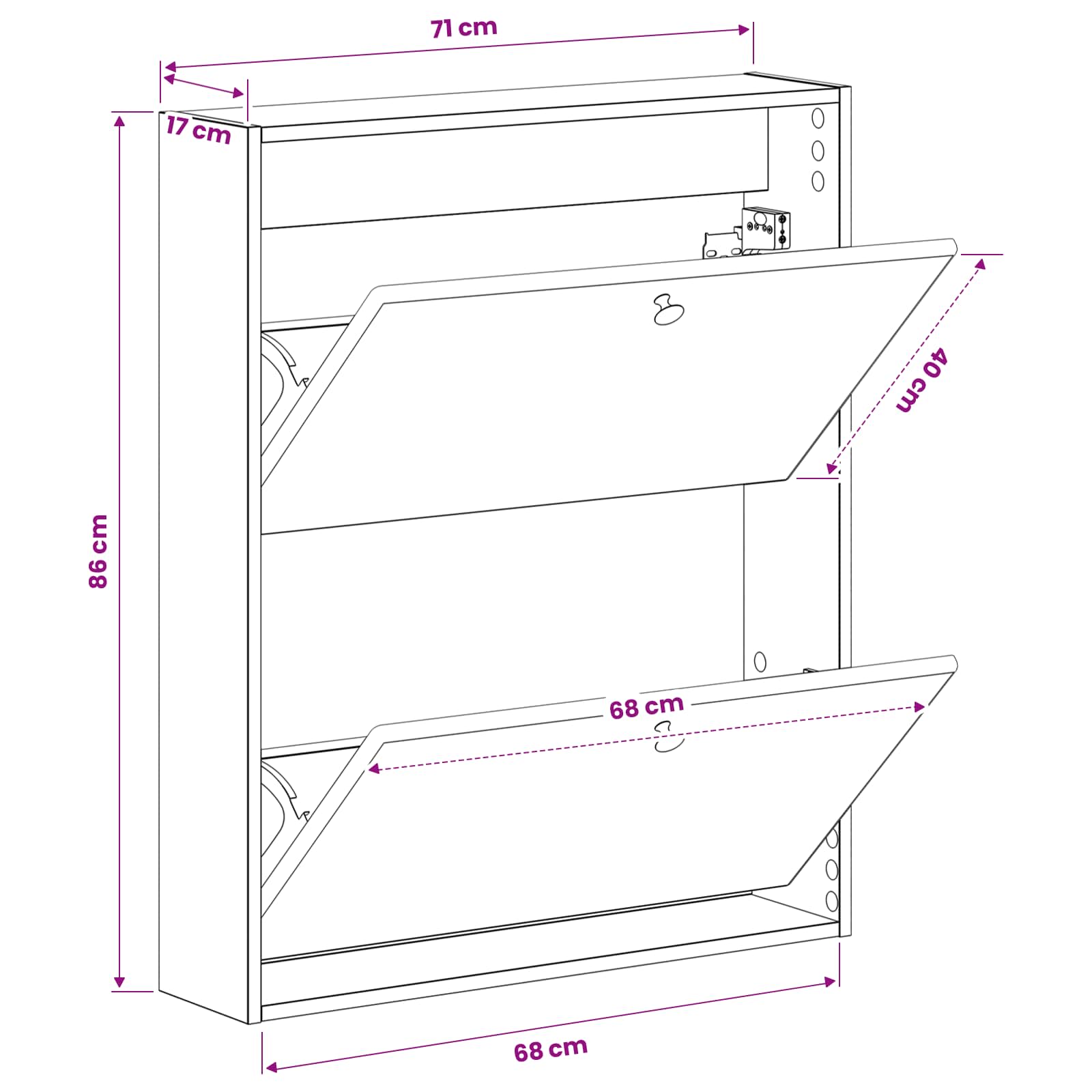 Wandgemonteerde Schoenkast BREDA 71 x 17 x 86 cm Bewerkt hout image 8