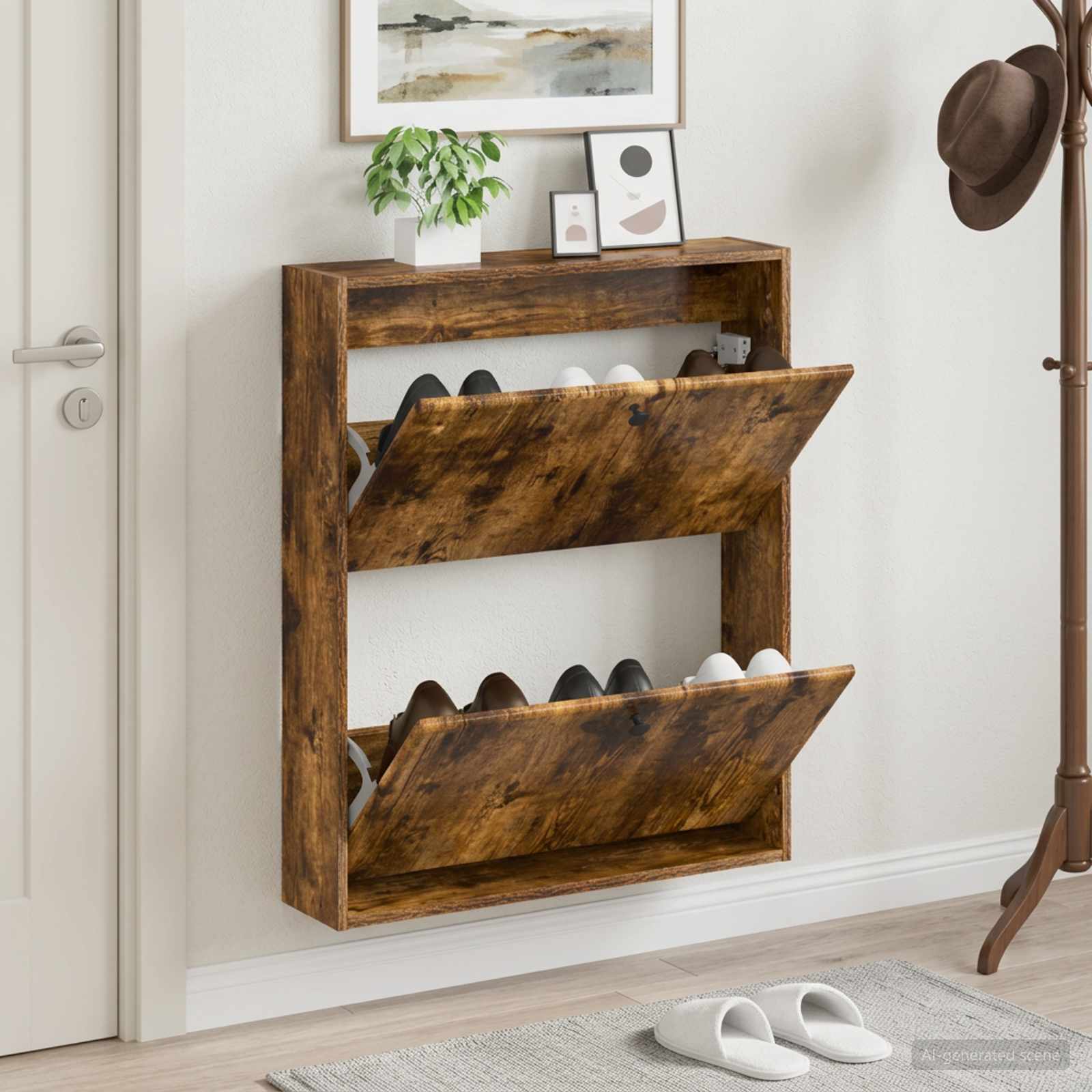 vidaXL Wandgemonteerde Schoenkast BREDA 71 x 17 x 86 cm Bewerkt hout