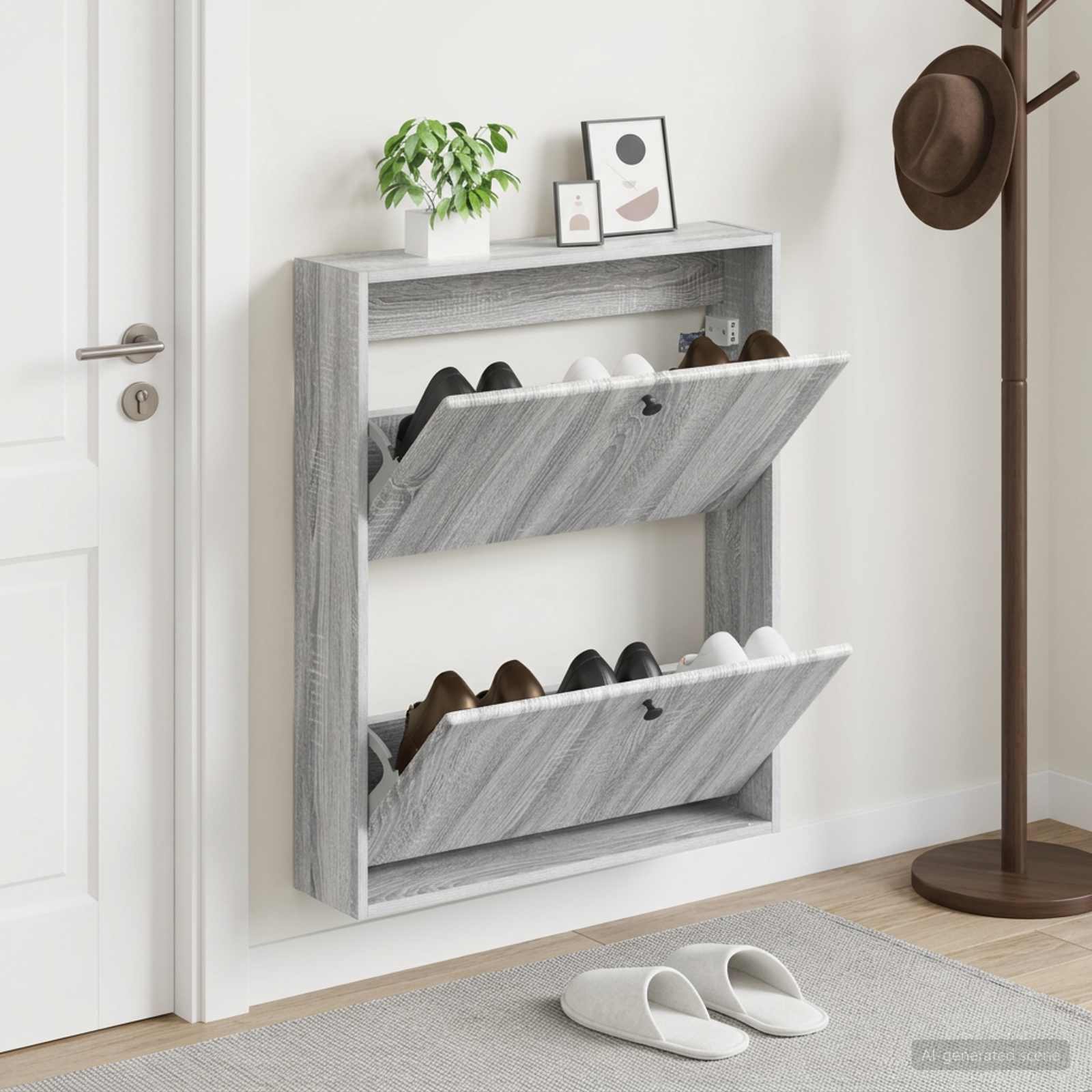 vidaXL Wandgemonteerde Schoenkast BREDA 71 x 17 x 86 cm Bewerkt hout