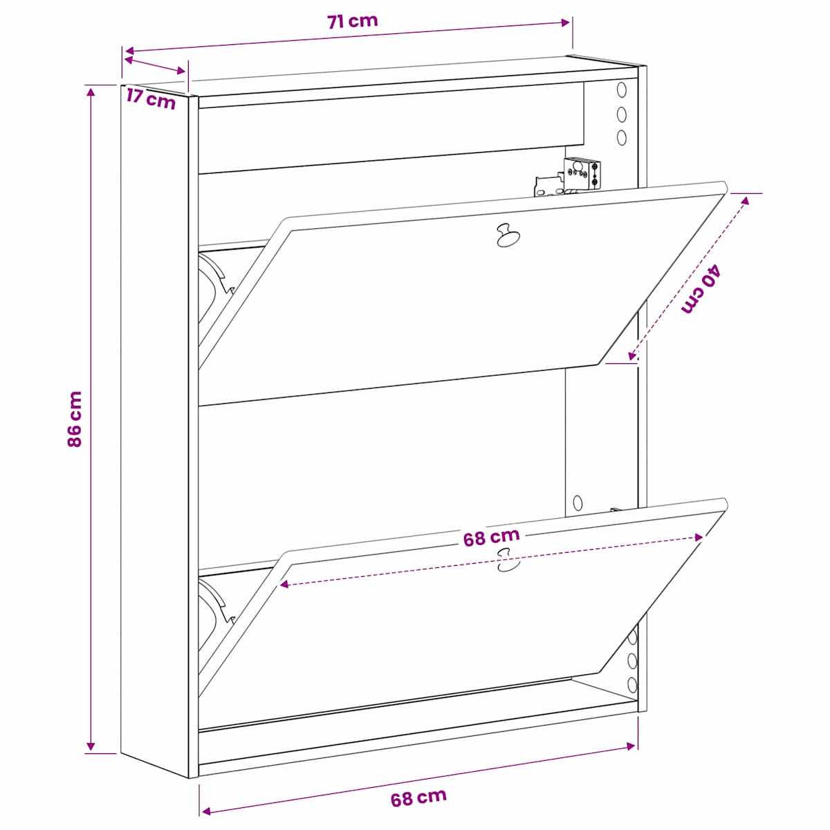 Vægmonteret Skoskab BREDA 71 x 17 x 86 cm Konstrueret træ - Billede 9