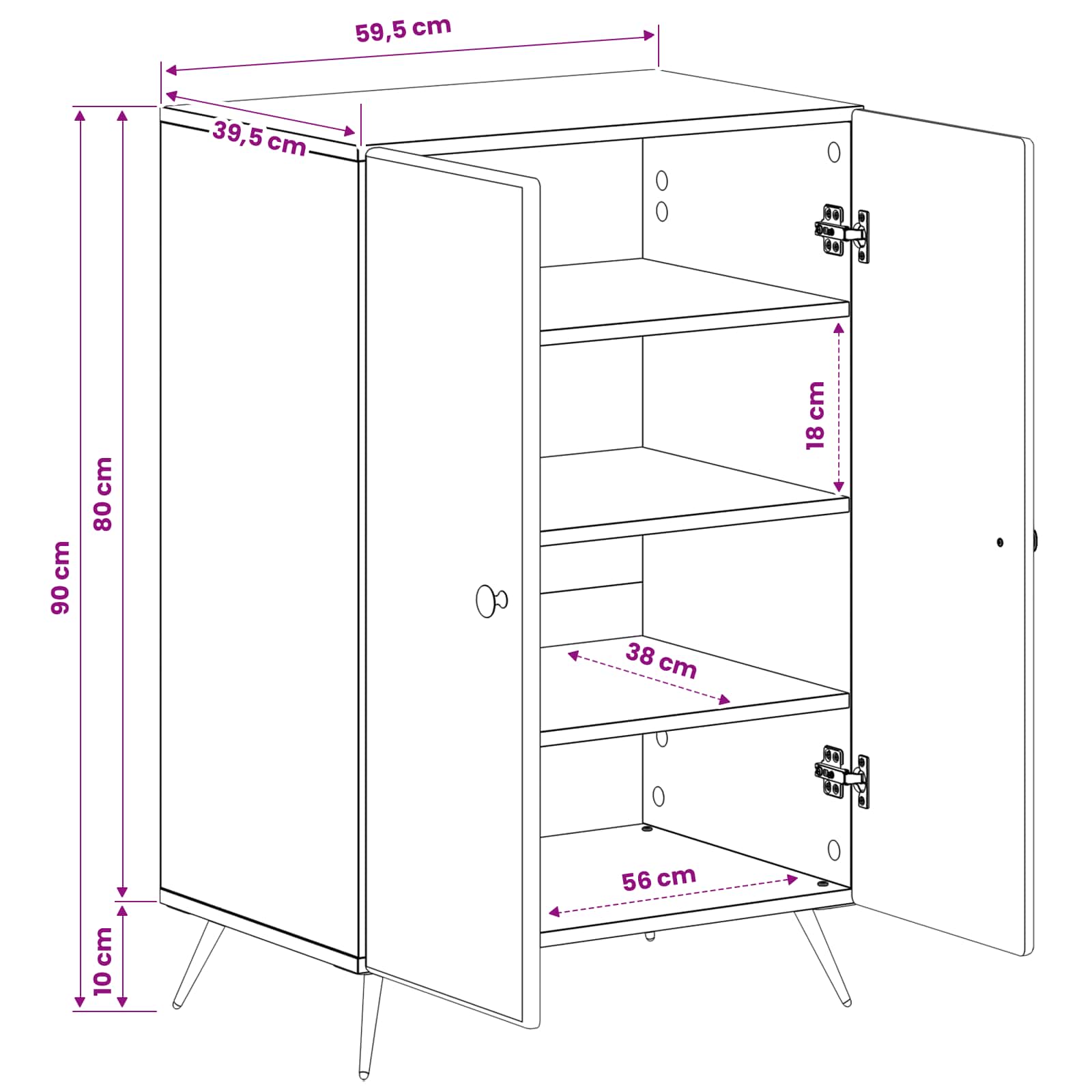 Schoenenkast BREDA 59,5 x 39,5 x 90 cm Bewerkt hout Oud hout image 7